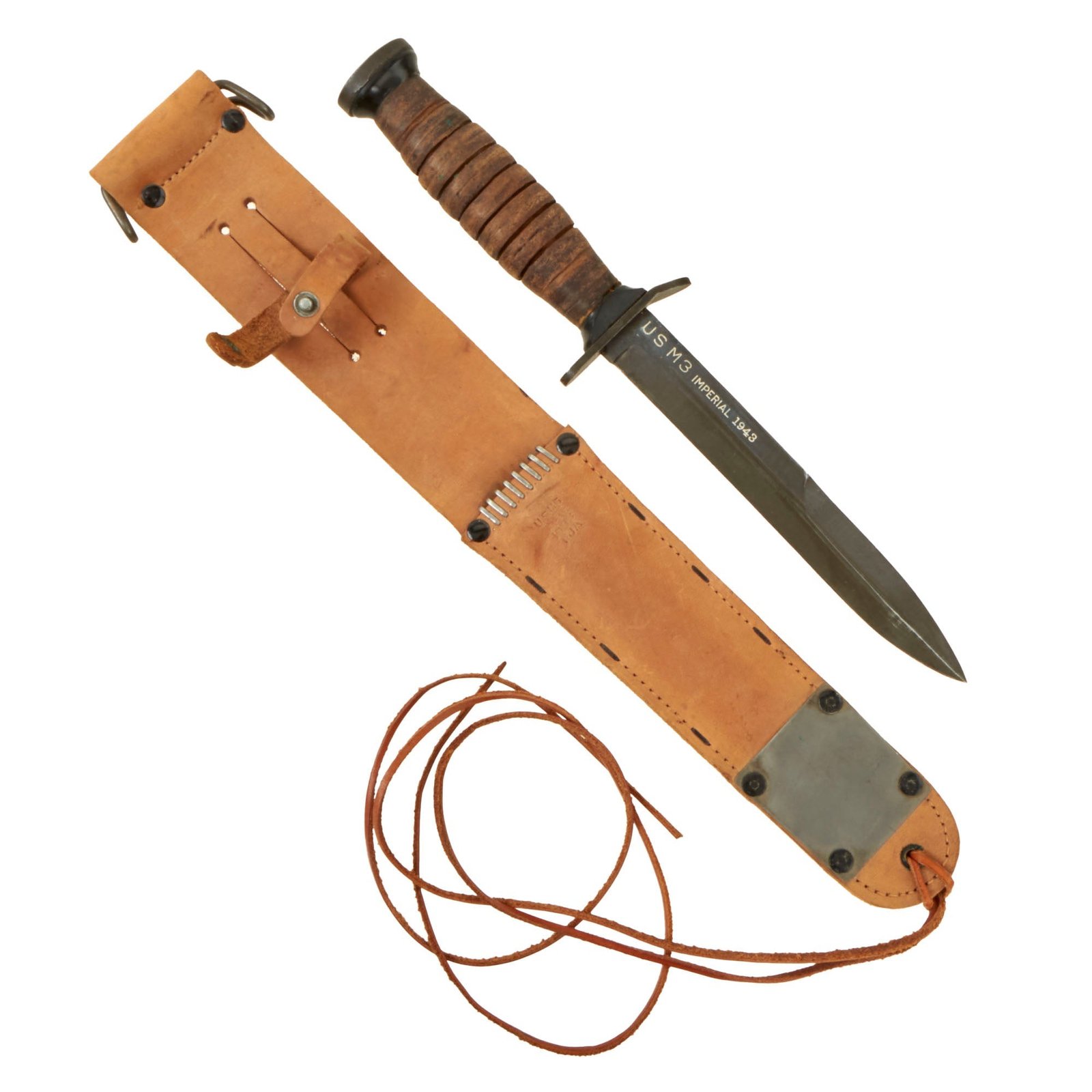 Buy Original U.S. WWII Excellent Condition Blade Marked 1943 Dated M3 Fighting Knife by Imperial with 1943 Dated M6 Scabbard by L&C | Original Firearms Antique For Sale