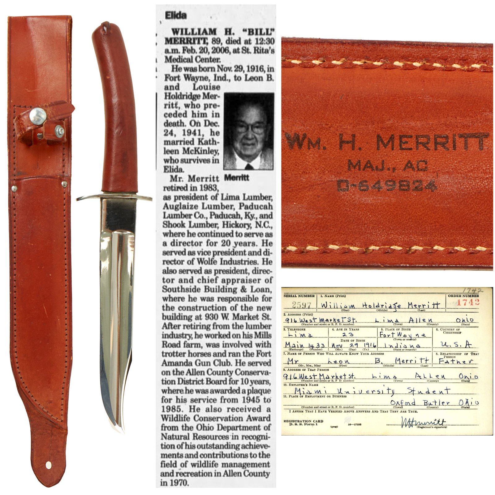 Buy Original U.S. WWII Knife Crafters Fighting Knife Constructed From Imported Civil War Sword with Leather Sheath - Named | Original Firearms Antique For Sale