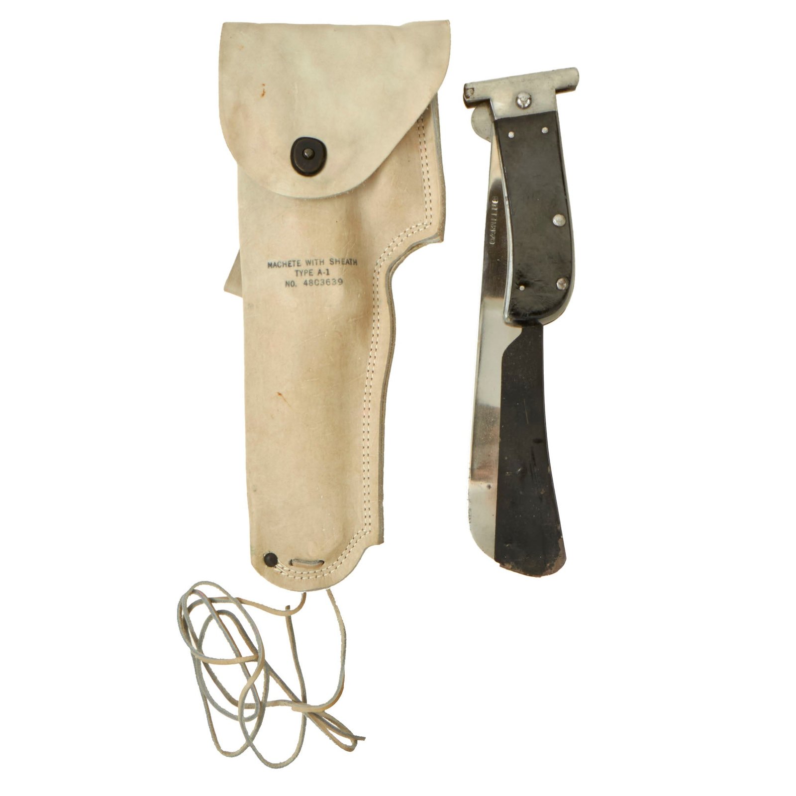 Buy Original U.S. WWII Unissued USAAF Camillus Airmen's Folding Survival Machete with Blade Guard, Scabbard & Whetstone | Original Firearms Antique For Sale
