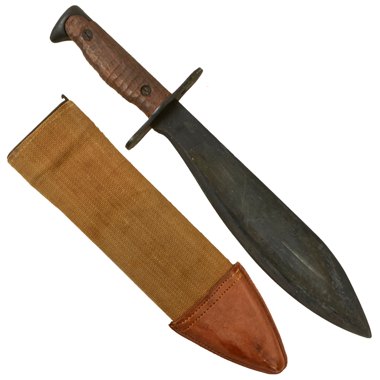 Buy Original U.S. WWI Model 1917 Bolo Knife by Plumb Philadelphia Dated 1918 with 1917 Dated Canvas Scabbard | Original Firearms Antique For Sale