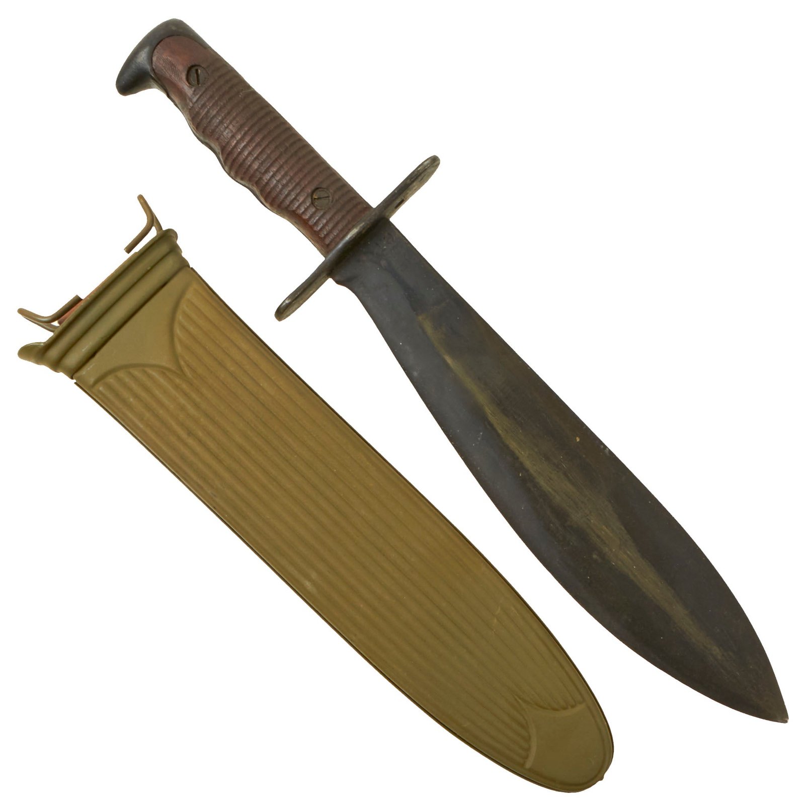 Buy Original U.S. WWI Model 1917 Bolo Knife with Rare Steel Scabbard by American Cutlery Co - dated 1918 - With Complete Markings | Original Firearms Antique For Sale