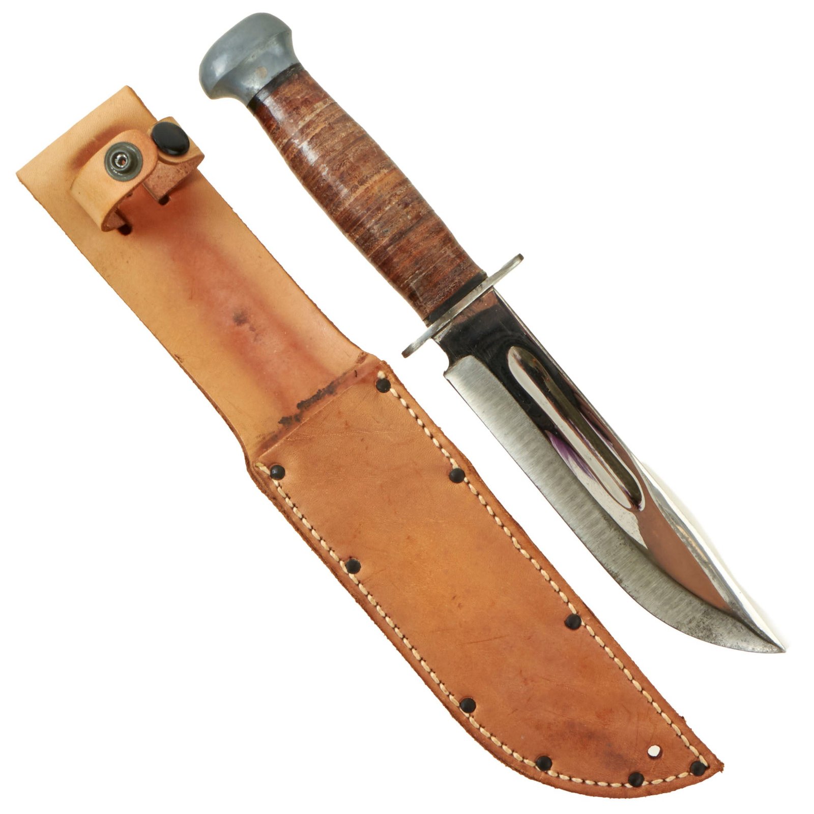 Buy Original U.S. WWII PAL RH-36 MkII-Style Fighting Knife with Leather Belt Scabbard | Original Firearms Antique For Sale