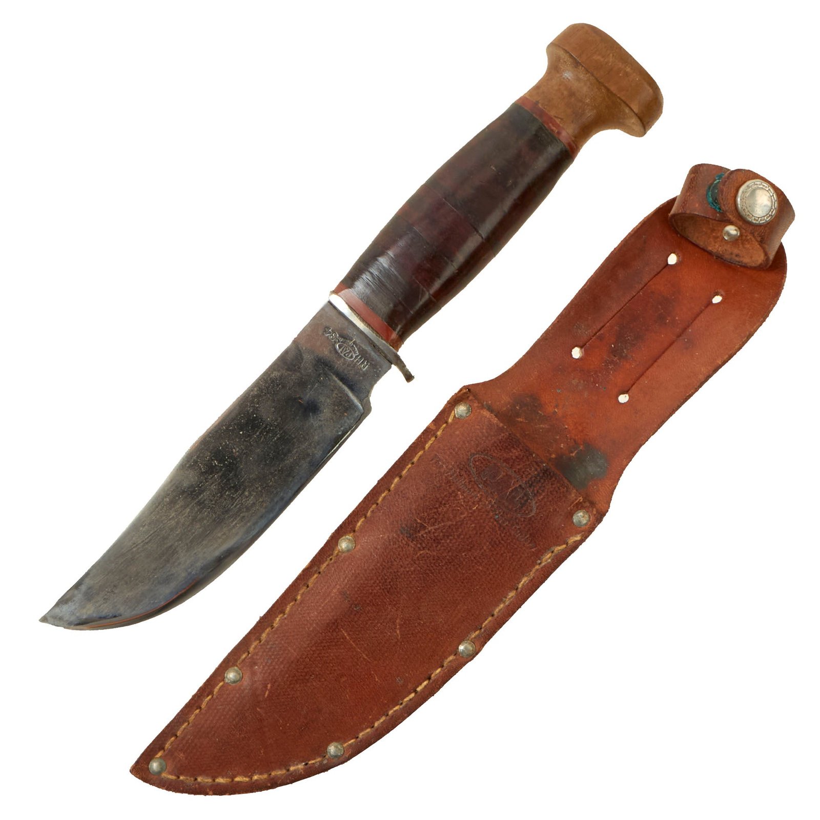 Buy Original U.S. WWII PAL RH-34 “Boy Scout” Fighting Knife with Correct Leather Scabbard | Original Firearms Antique For Sale