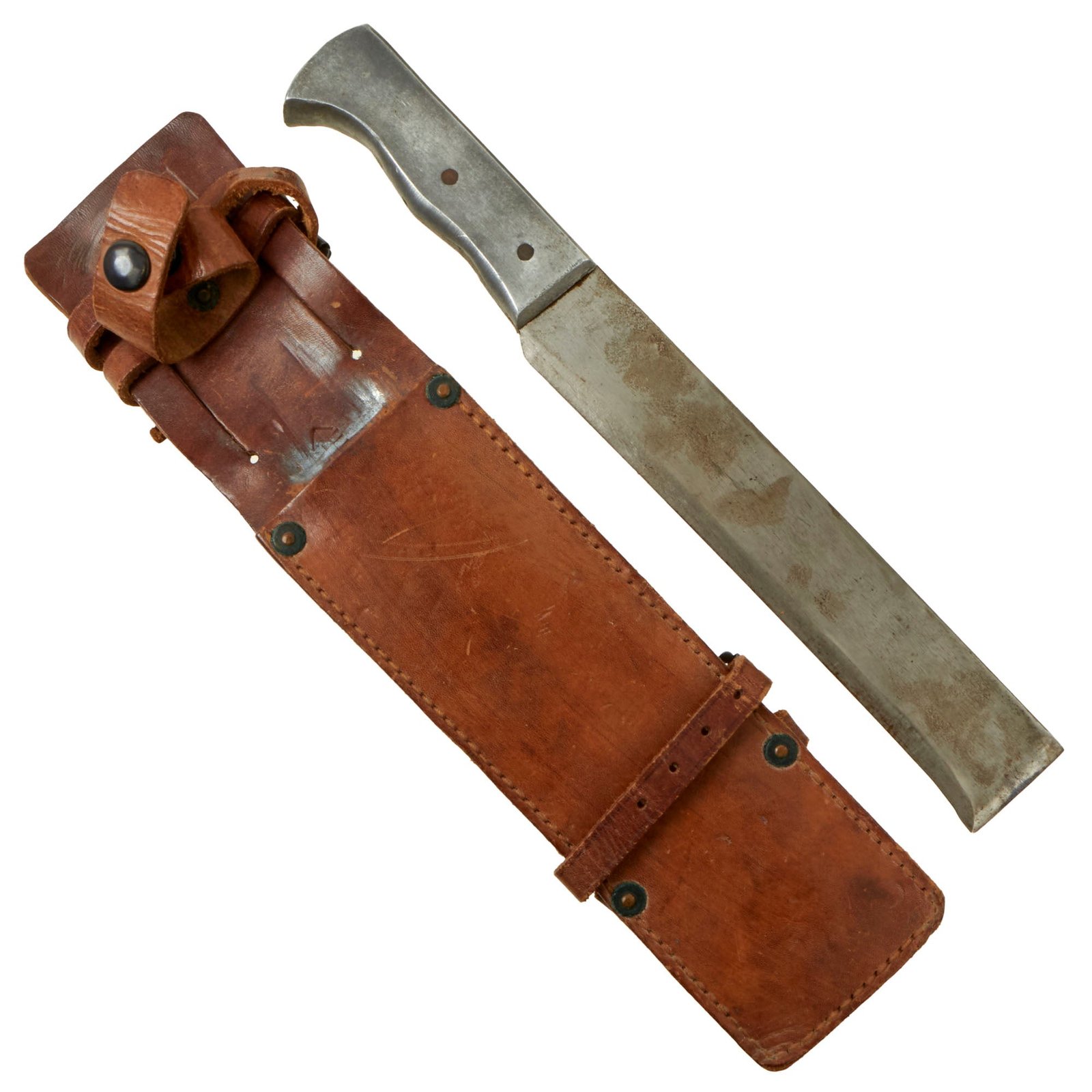 Buy Original Australian WWII Service Worn Royal Australian Air Force Pilot Survival Machete with Scabbard - Handle Marked For U.S. Army Air Force | Original Firearms Antique For Sale