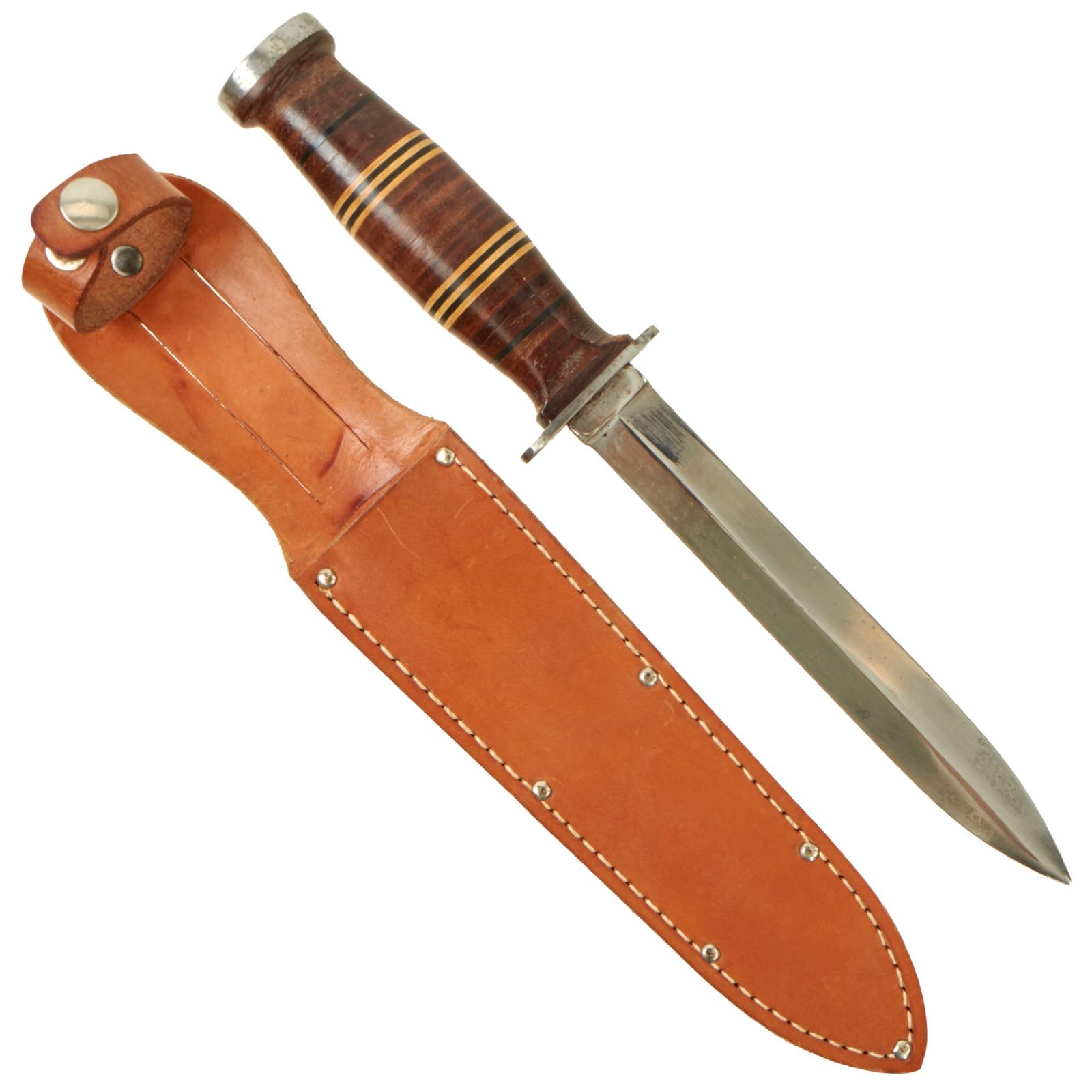 Buy Original U.S. WWII Case Stiletto Fighting Knife With Correct Leather Sheath - Aerial Cutlery | Original Firearms Antique For Sale