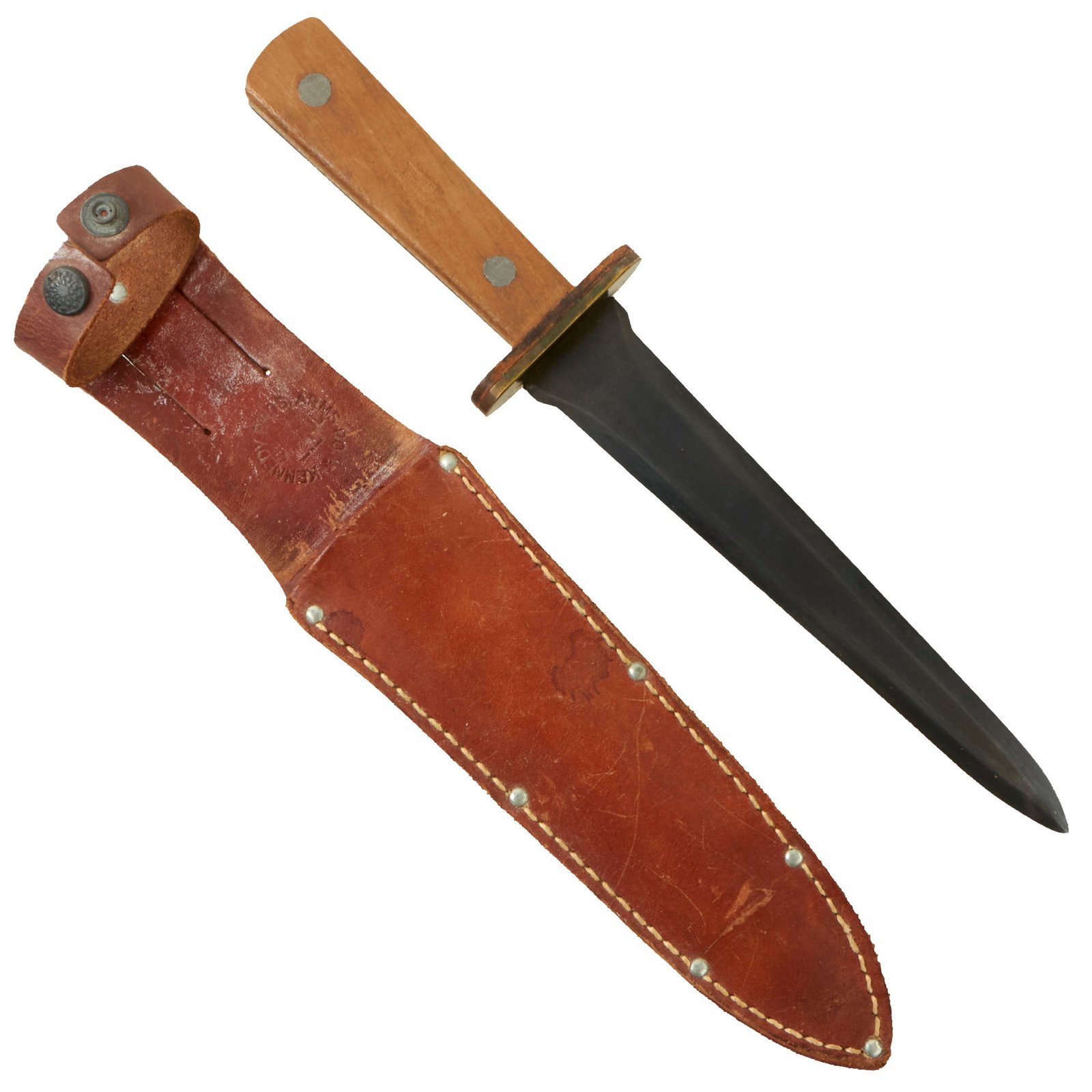 Buy Original U.S. WWII Rare Kennedy Brothers Arms Company Knife With Correct Leather Scabbard | Original Firearms Antique For Sale