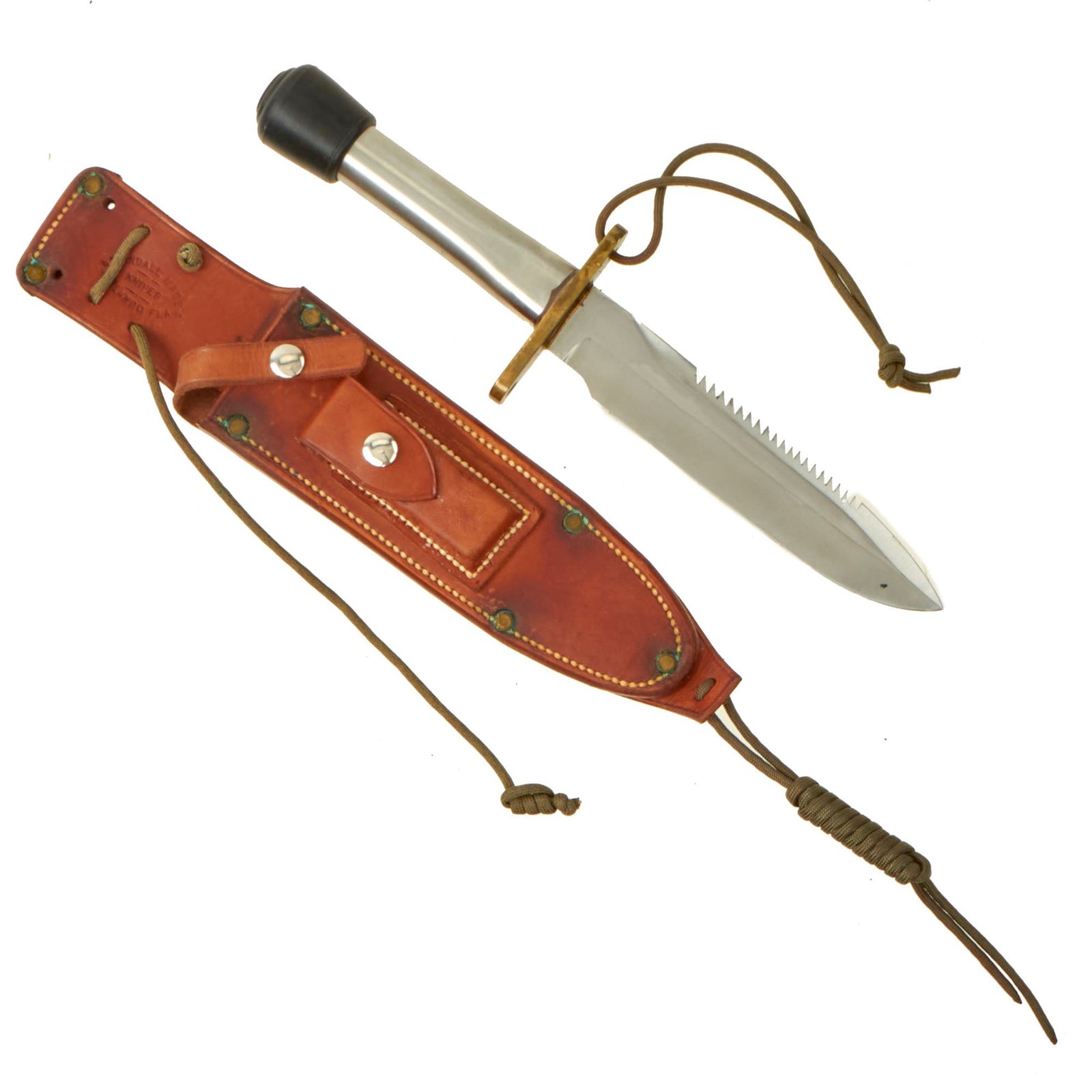 Buy Original U.S. Vietnam War Randall Model 18 “Attack Survival” Crutch Hilt Survival Knife With Correct Sheath and Whetstone | Original Firearms Antique For Sale