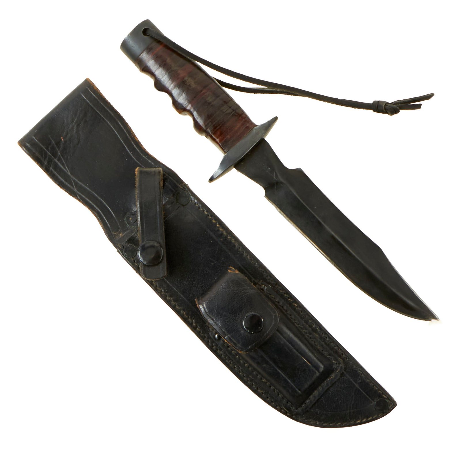 Buy Original U.S. Vietnam War Studies and Observations Group SOG Knife With Correct Sheath and Whetstone - Unmarked For Plausible Deniability of Covert Operators | Original Firearms Antique For Sale