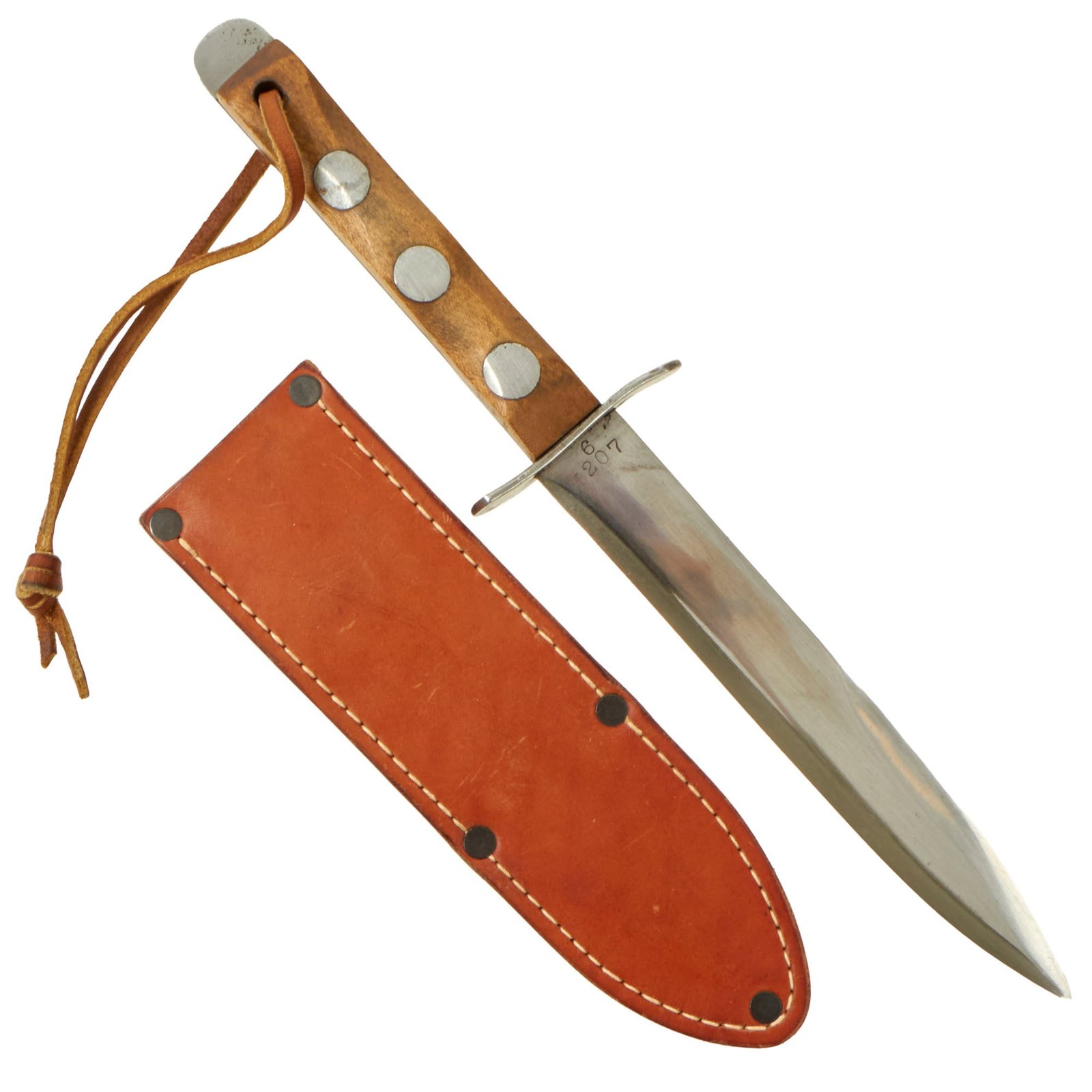 Buy Original U.S. WWII EK Model 6 Fighting Knife With Correct Scabbard by John Ek of Hamden Connecticut - Excellent Condition | Original Firearms Antique For Sale
