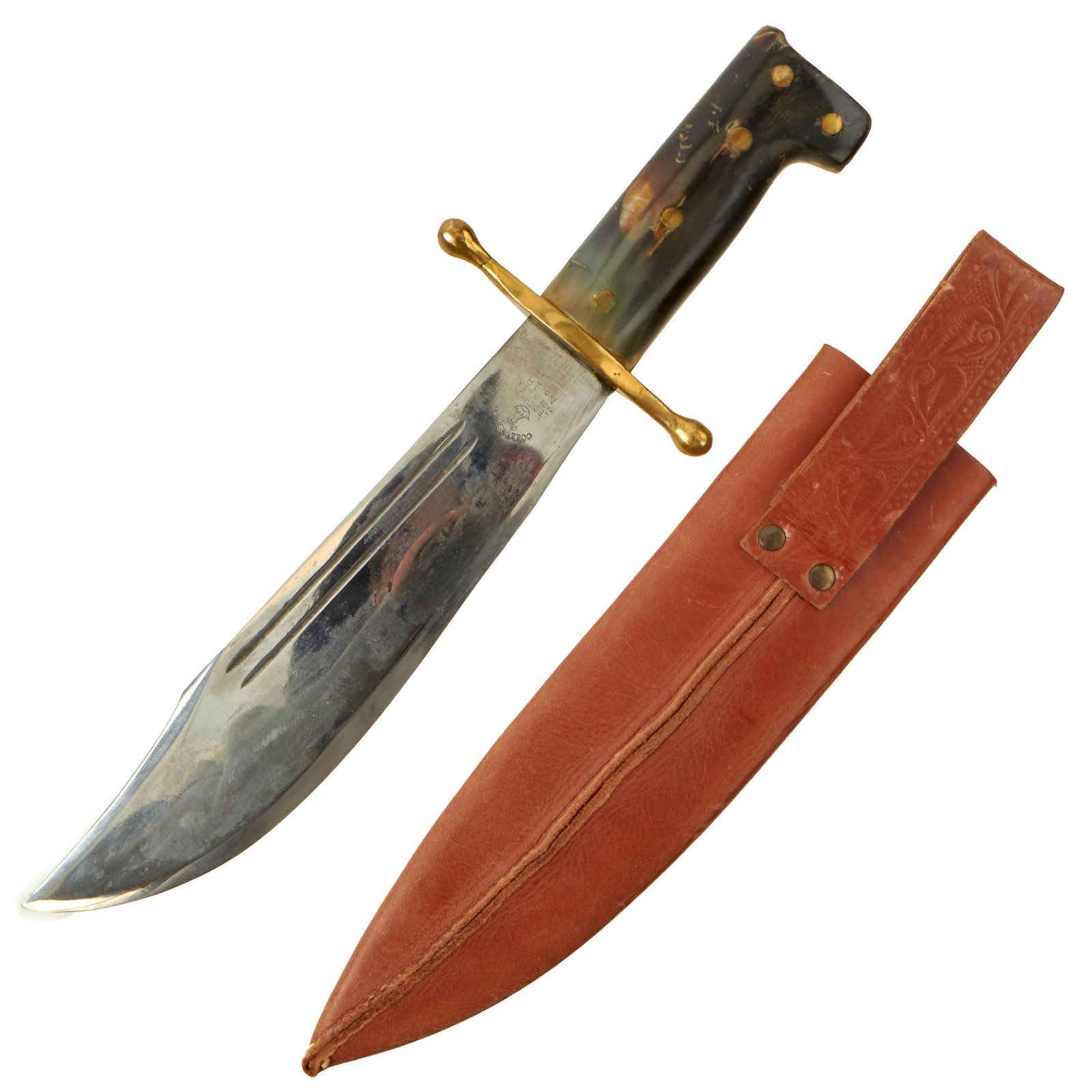 Buy Original U.S. WWII Collins & Co. Legitimus No.18 Machete V44 Knife with Green Horn Handle - Excellent Condition | Original Firearms Antique For Sale