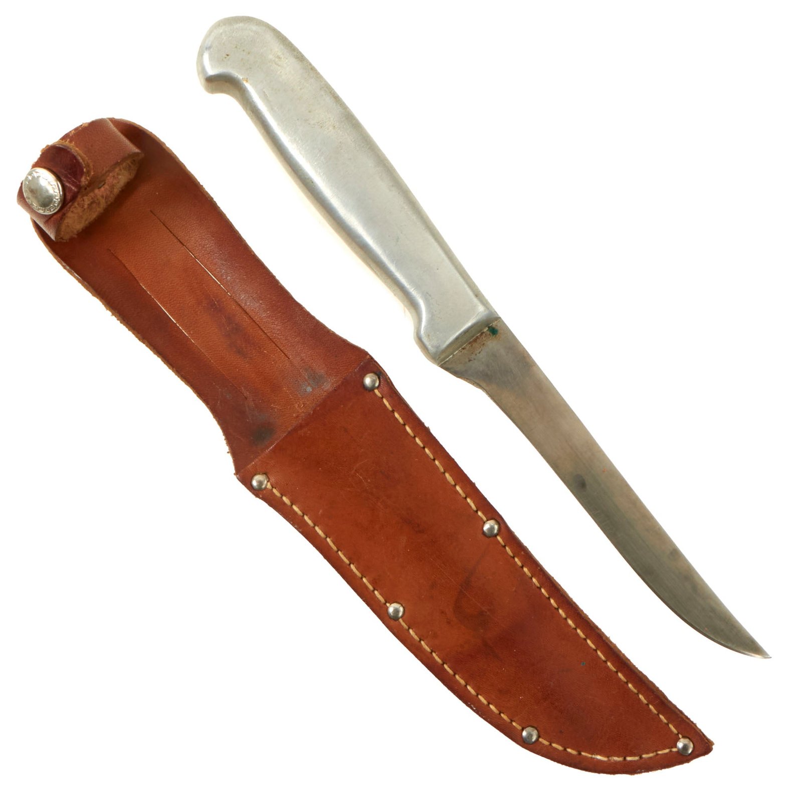 Buy Original U.S. WWII Era Frank J. Richtig Filleting Knife with Leather Sheath - Converted to Fighting Knife | Original Firearms Antique For Sale