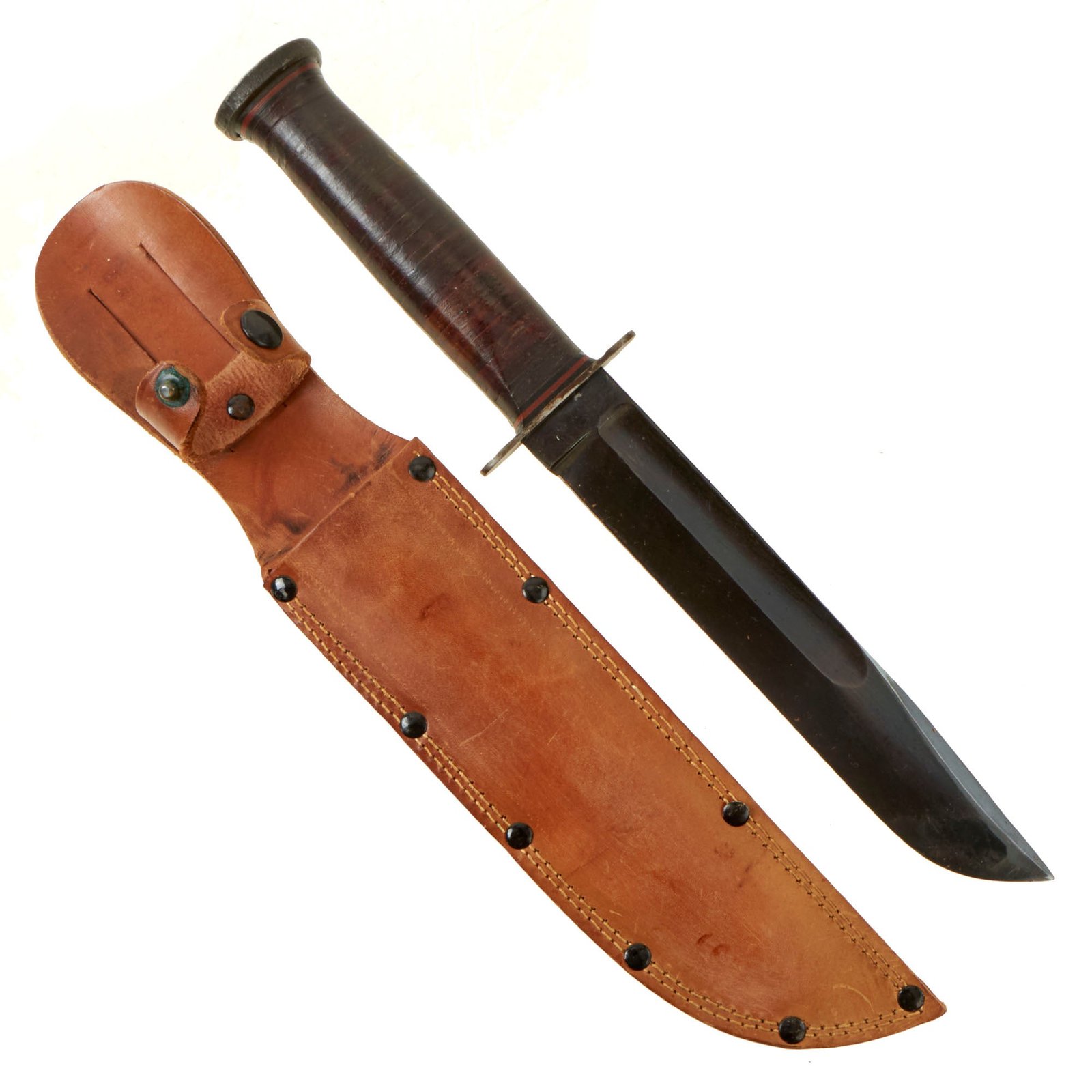 Buy Original U.S. WWII Western G-46-8 "KA-BAR" Style Fighting Knife with Correct Leather Scabbard | Original Firearms Antique For Sale