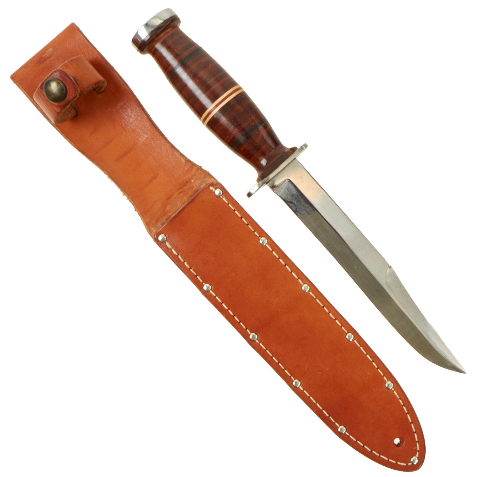 Buy Original U.S. WWII Era Private Purchase M3 Style Fighting Knife by Aerial With Leather Sheath | Original Firearms Antique For Sale