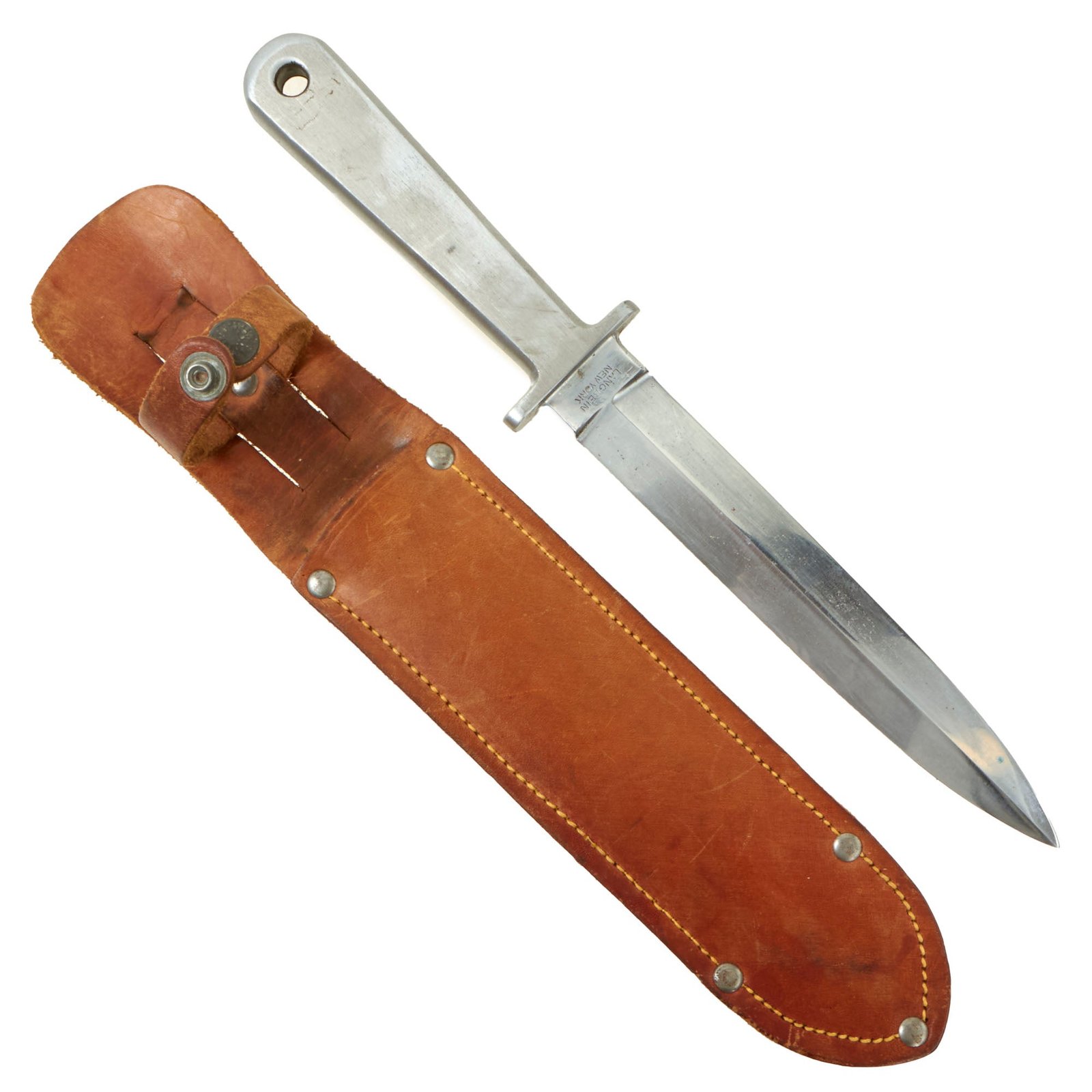 Buy Original U.S. WWII Rare Fighting Knife by C. Langbein & Brothers of New York with Authentic Leather Sheath | Original Firearms Antique For Sale