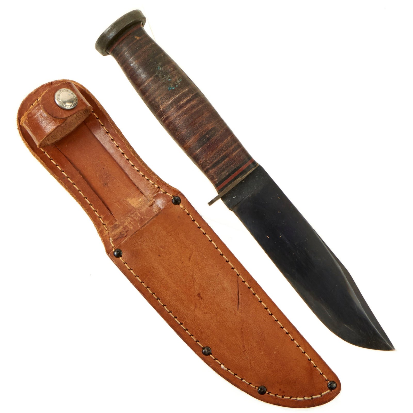 Buy Original U.S. WWII Named Western US Navy “L71 SeaBee” Utility Knife With Correct Leather Sheath - Carlton P. Hucker USNR, Civil Engineer Corps (Civil Engineer V) | Original Firearms Antique For Sale