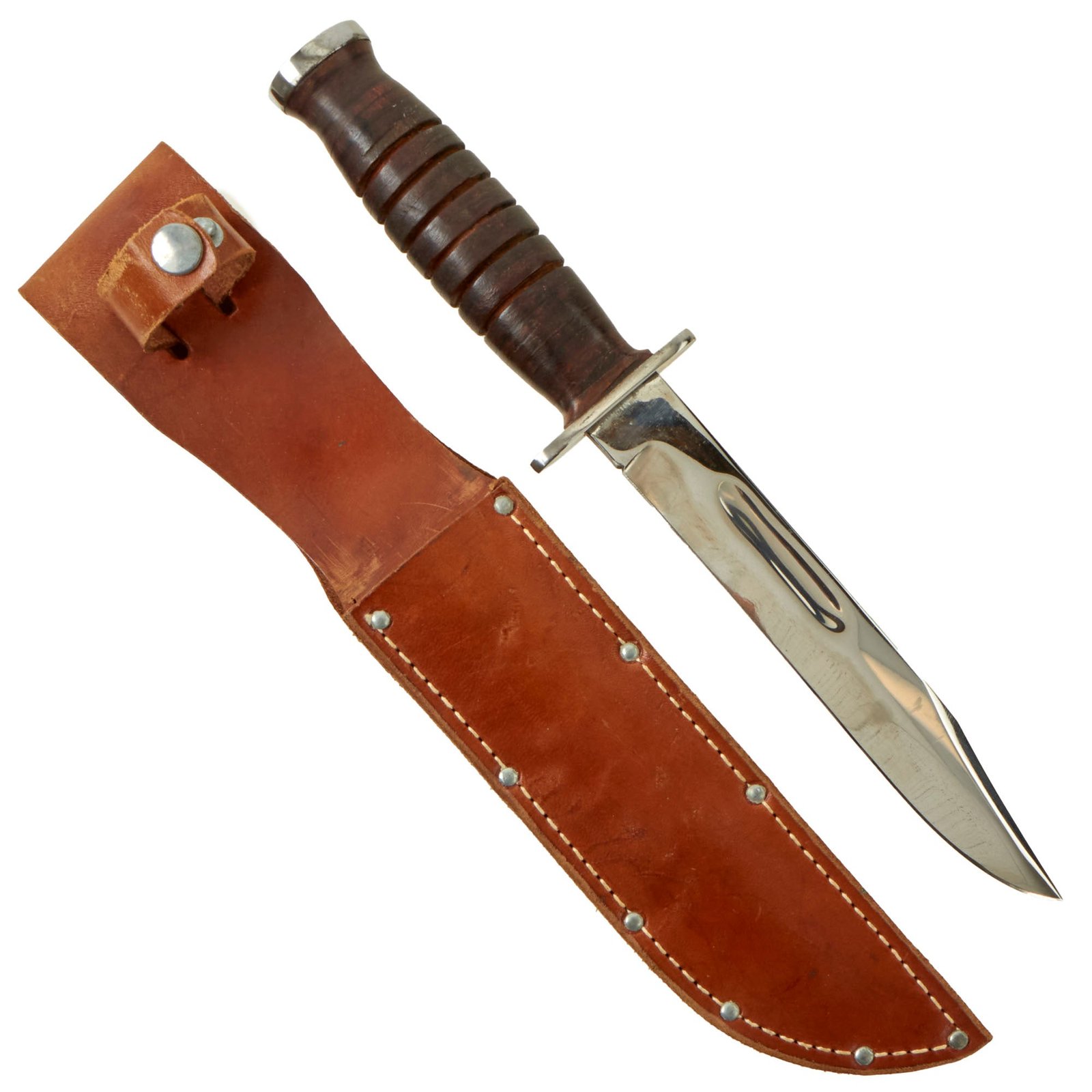 Buy Original U.S. WWII Kutmaster Fighting Knife With 7” Blade With Correct Original Leather Sheath - Ca.1944-45 | Original Firearms Antique For Sale