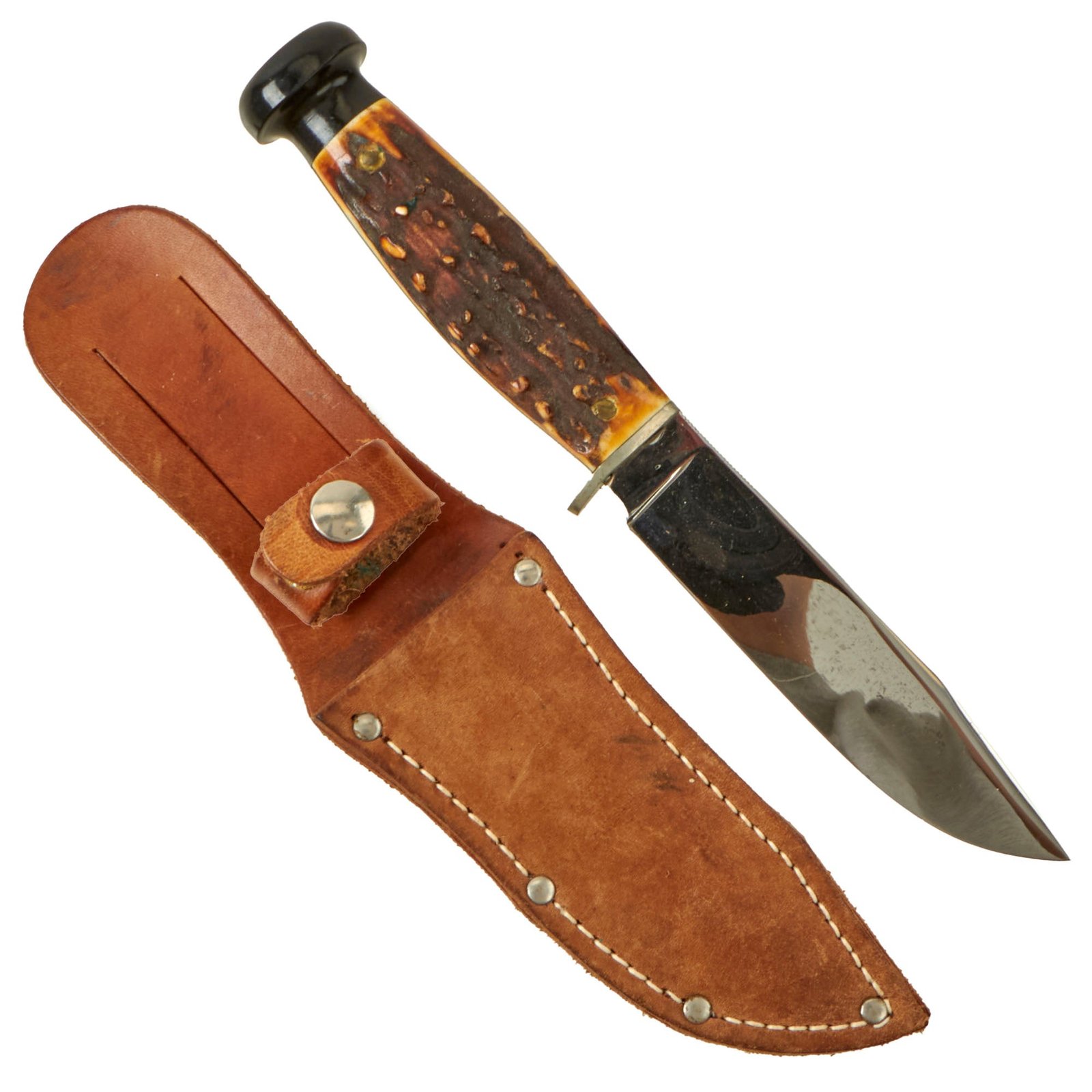 Buy Original U.S. WWII Case Utility Knife with Stag Grip and Leather Belt Scabbard | Original Firearms Antique For Sale