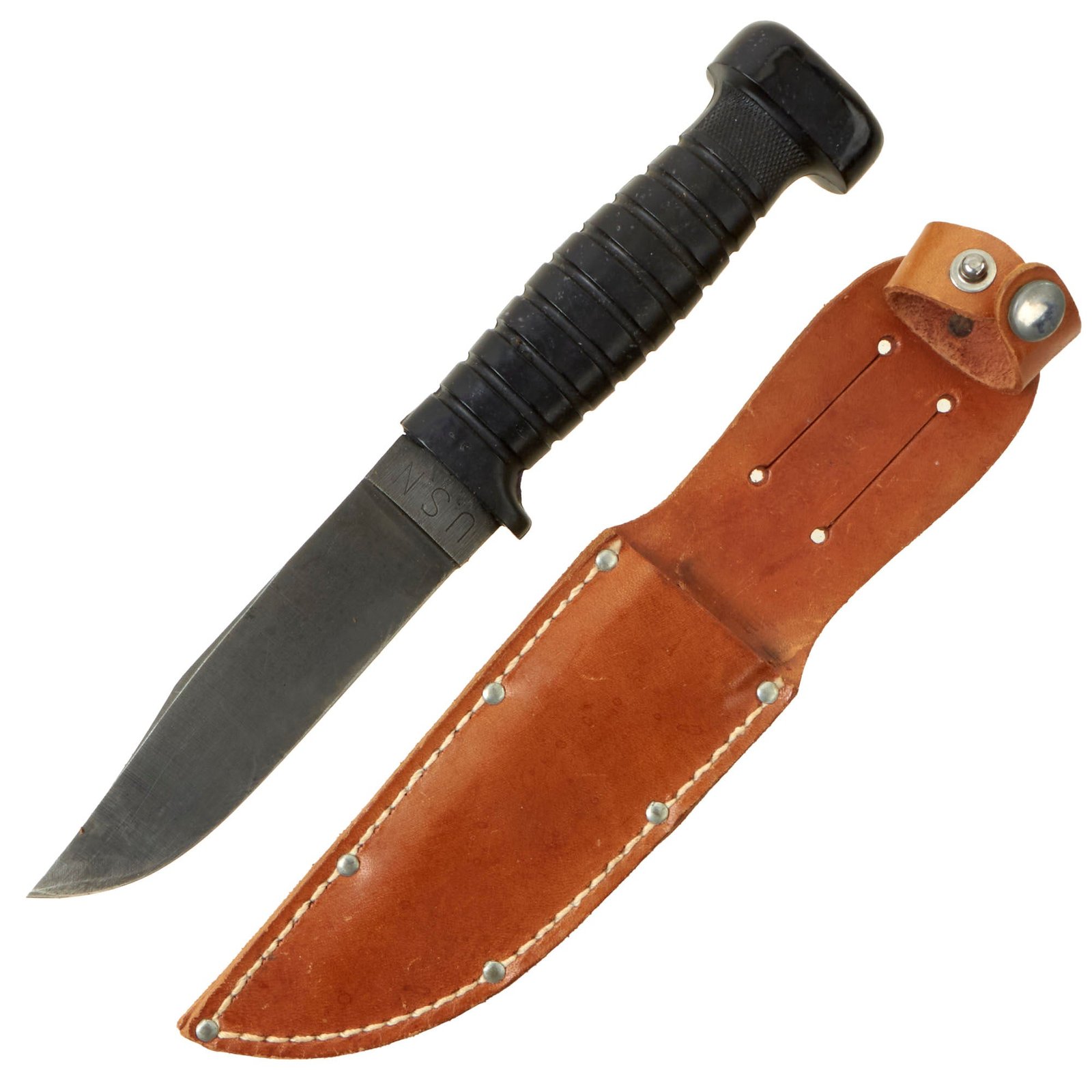 Buy Original U.S. WWII Navy USN Mark 1 Fighting Knife by COLONIAL with Leather Scabbard | Original Firearms Antique For Sale