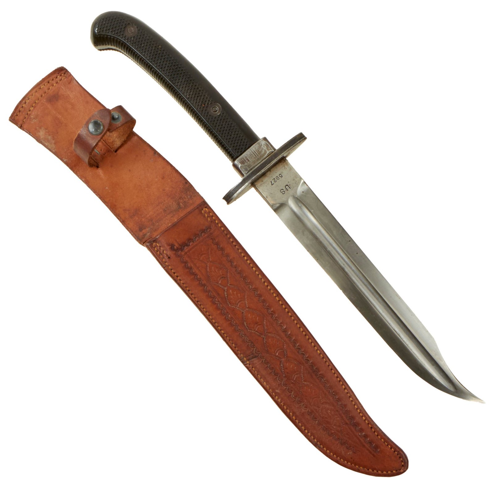 Buy Original U.S. WWII San Antonio Iron Works WWI Cut-Down Model 1913 Cavalry “Patton” Saber Fighting Knife by S.A. Dated 1913 With Correct Scabbard - Patton Saber Hilt Section | Original Firearms Antique For Sale