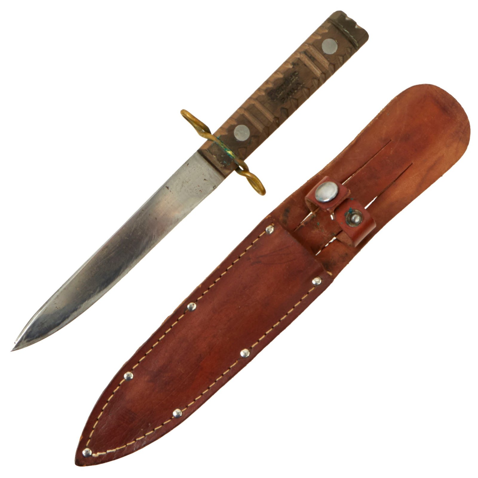 Buy Original U.S. WWII Herder Commando Fighting Knife with Two Rivet Handle and Belt Sheath | Original Firearms Antique For Sale