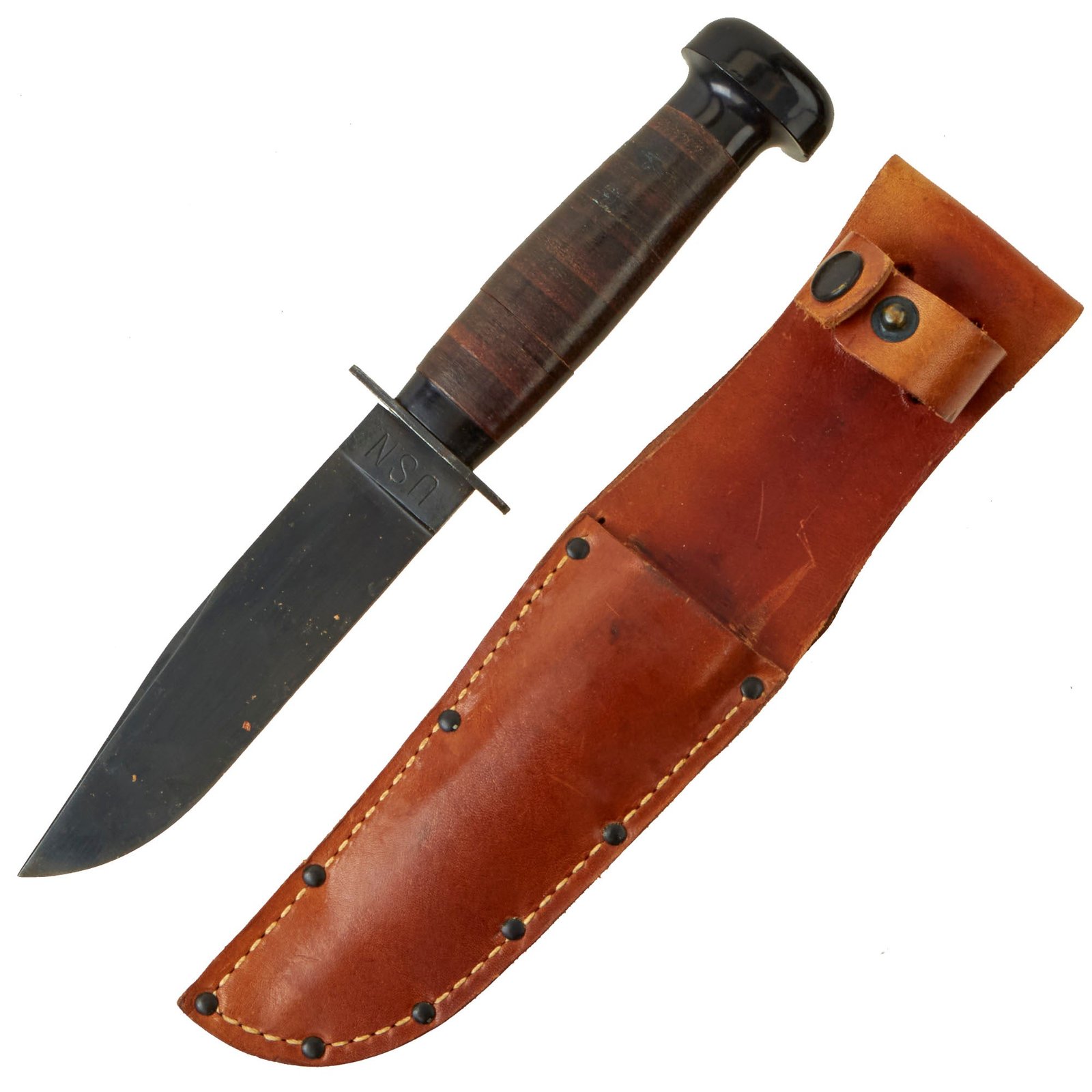 Buy Original U.S. WWII Navy USN Mark 1 Fighting Knife by H. Boker with Leather Sheath - New Old Stock | Original Firearms Antique For Sale
