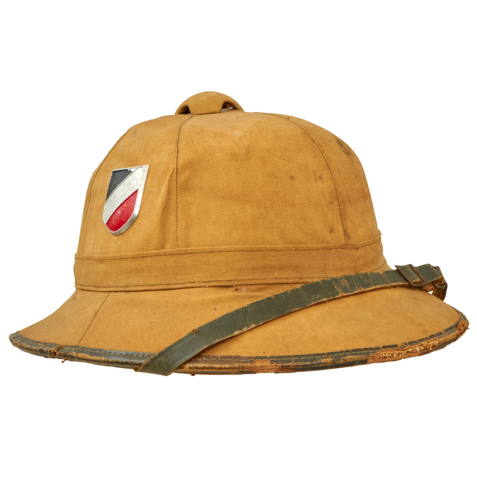 Buy Original German WWII 1942 Dated First Model DAK Afrikakorps Sun Helmet by Helmfabrik W. & F.B.,N. with Badges - Size 57 | Original Firearms Antique For Sale