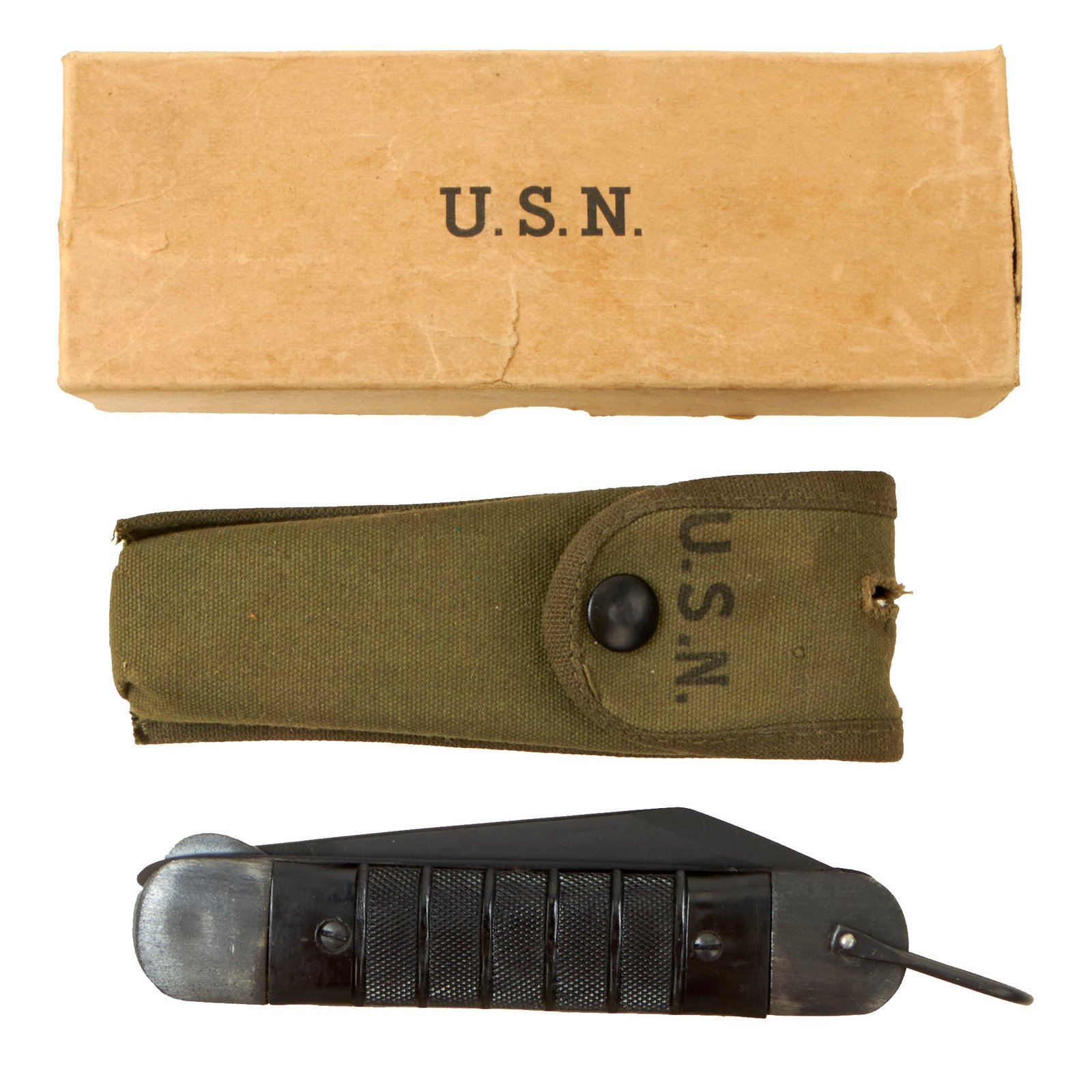 Buy Original U.S. WWII Era Navy Pilot "Big Jack" Survival Knife by Colonial Knife Co. with Original Pouch & Box | Original Firearms Antique For Sale