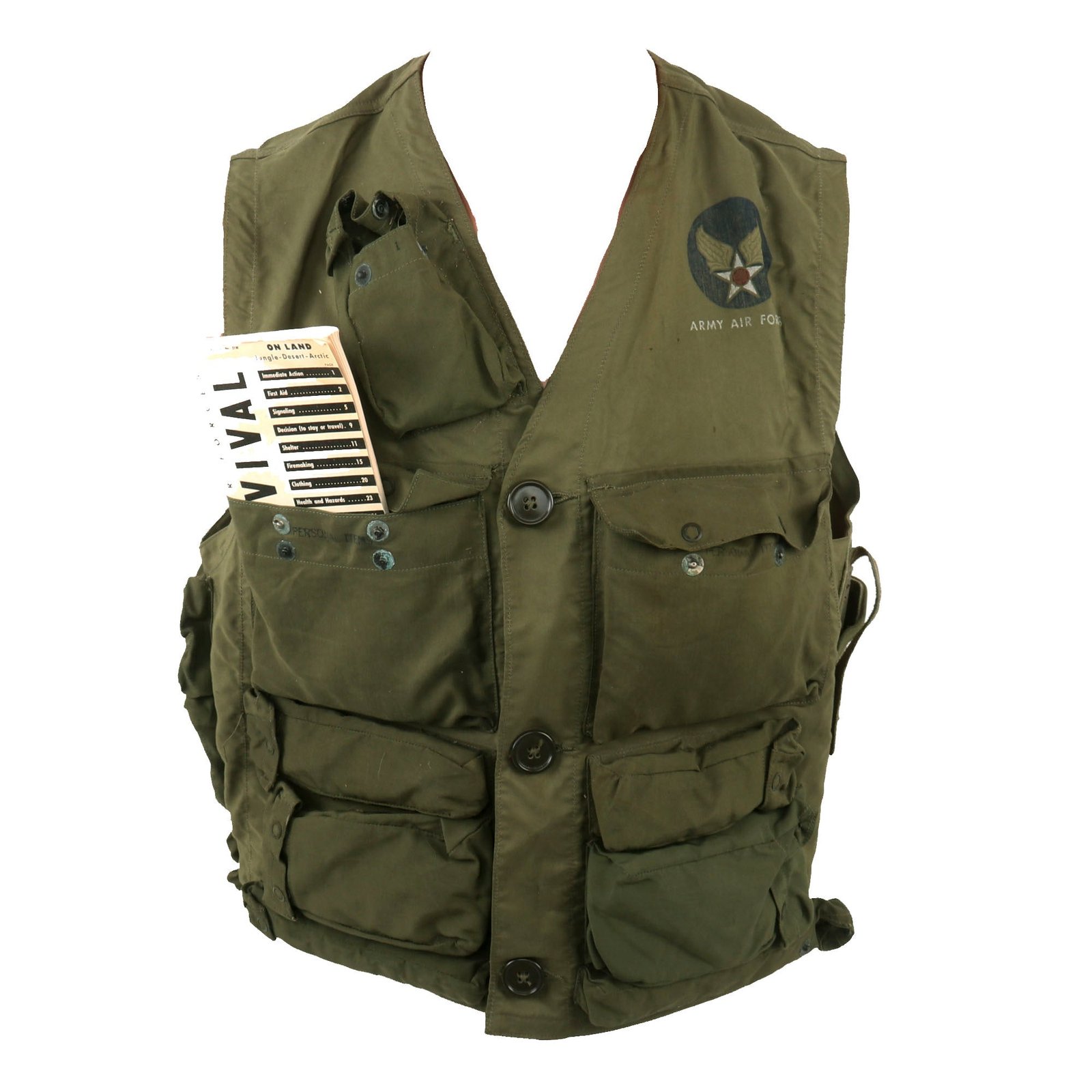 Buy Original U.S. WWII USAAF Pilot Type C-1 Emergency Sustenance Vest with Survival Manual | Original Firearms Antique For Sale