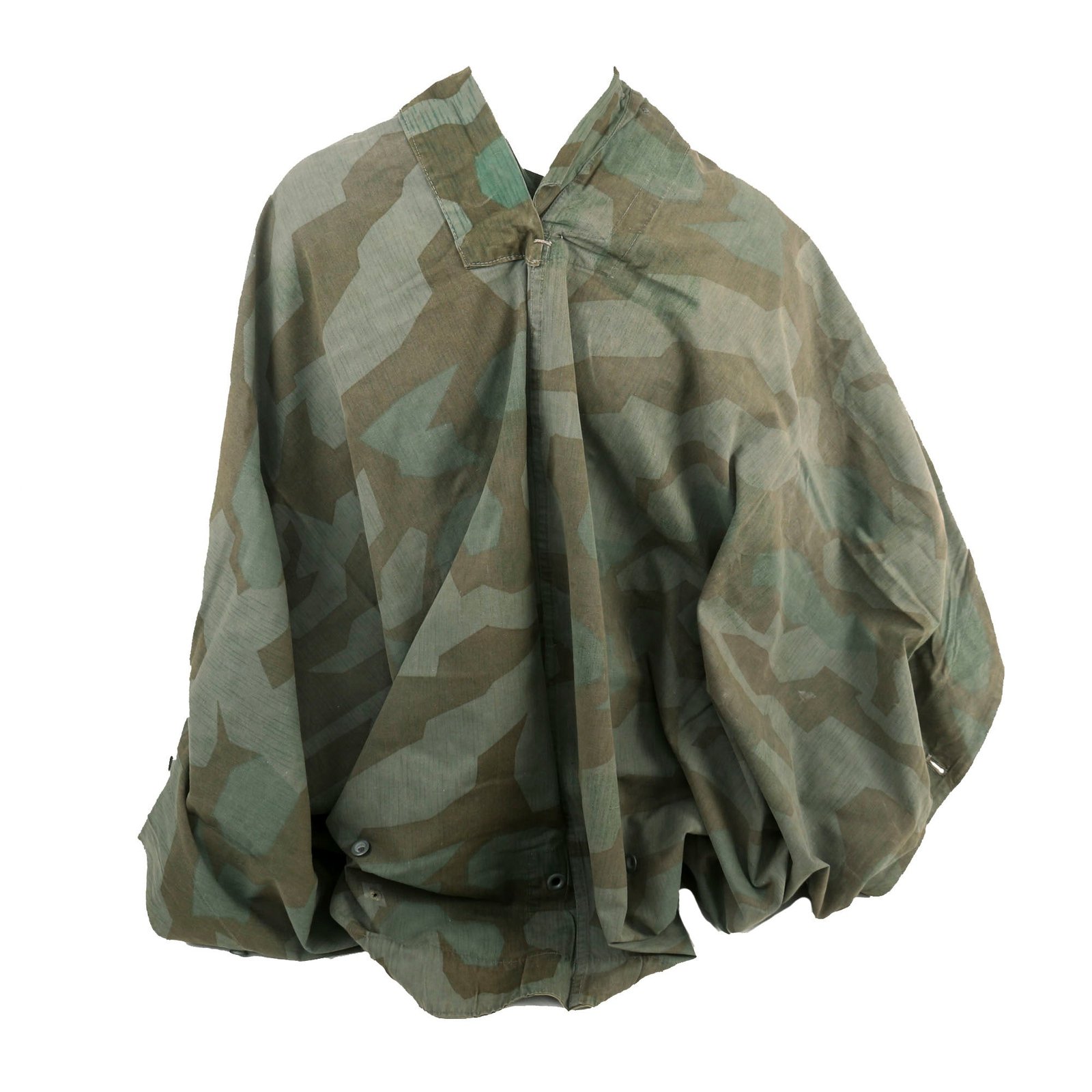 Buy Original German WWII Zeltbahn Tent Quarter & Poncho in Splinter Camouflage with RBNr. Markings & (2) Carry Straps | Original Firearms Antique For Sale