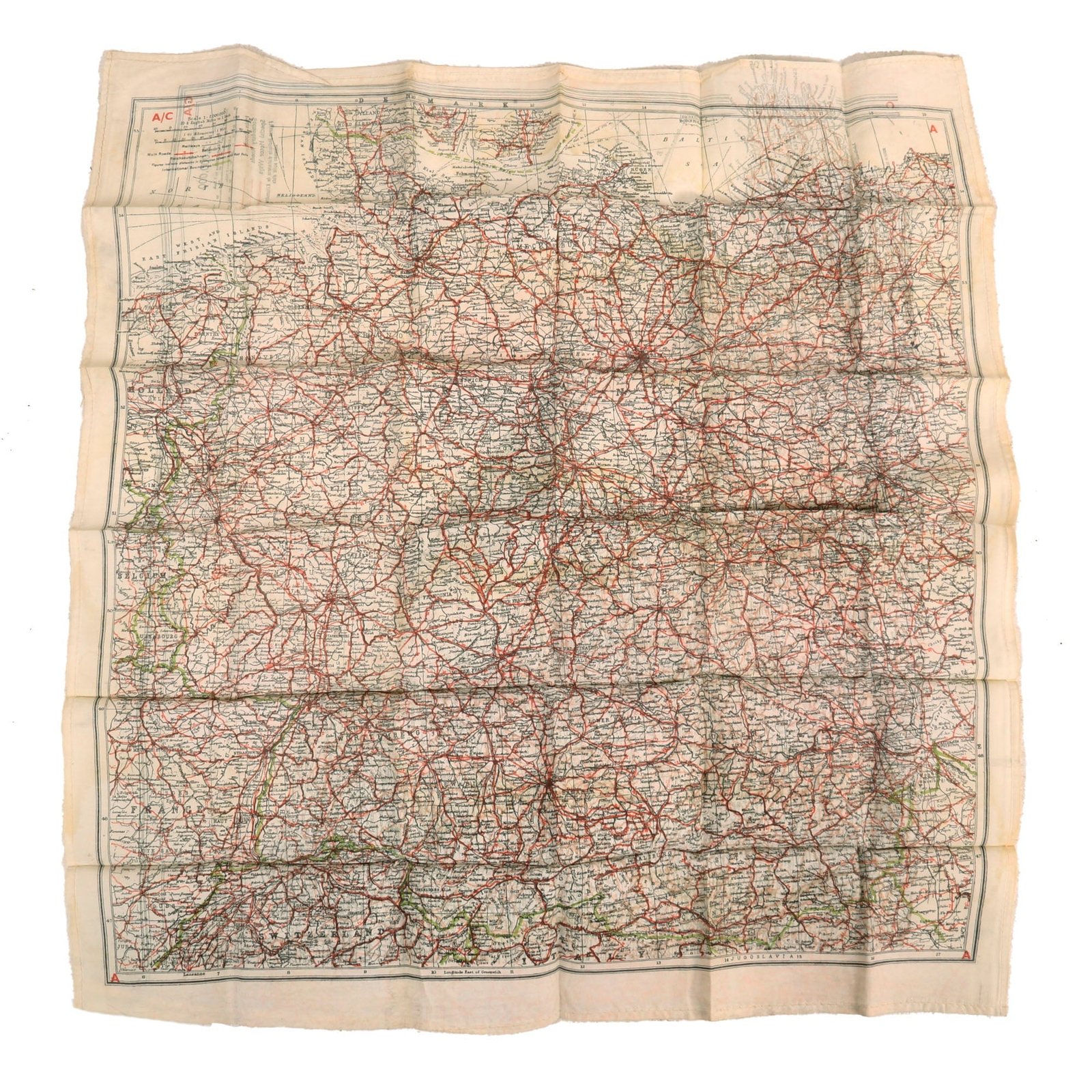 Buy Original British WWII Royal Air Force RAF Pilot’s Double-Sided Escape & Evasion Map of the Normandy Region | Original Firearms Antique For Sale