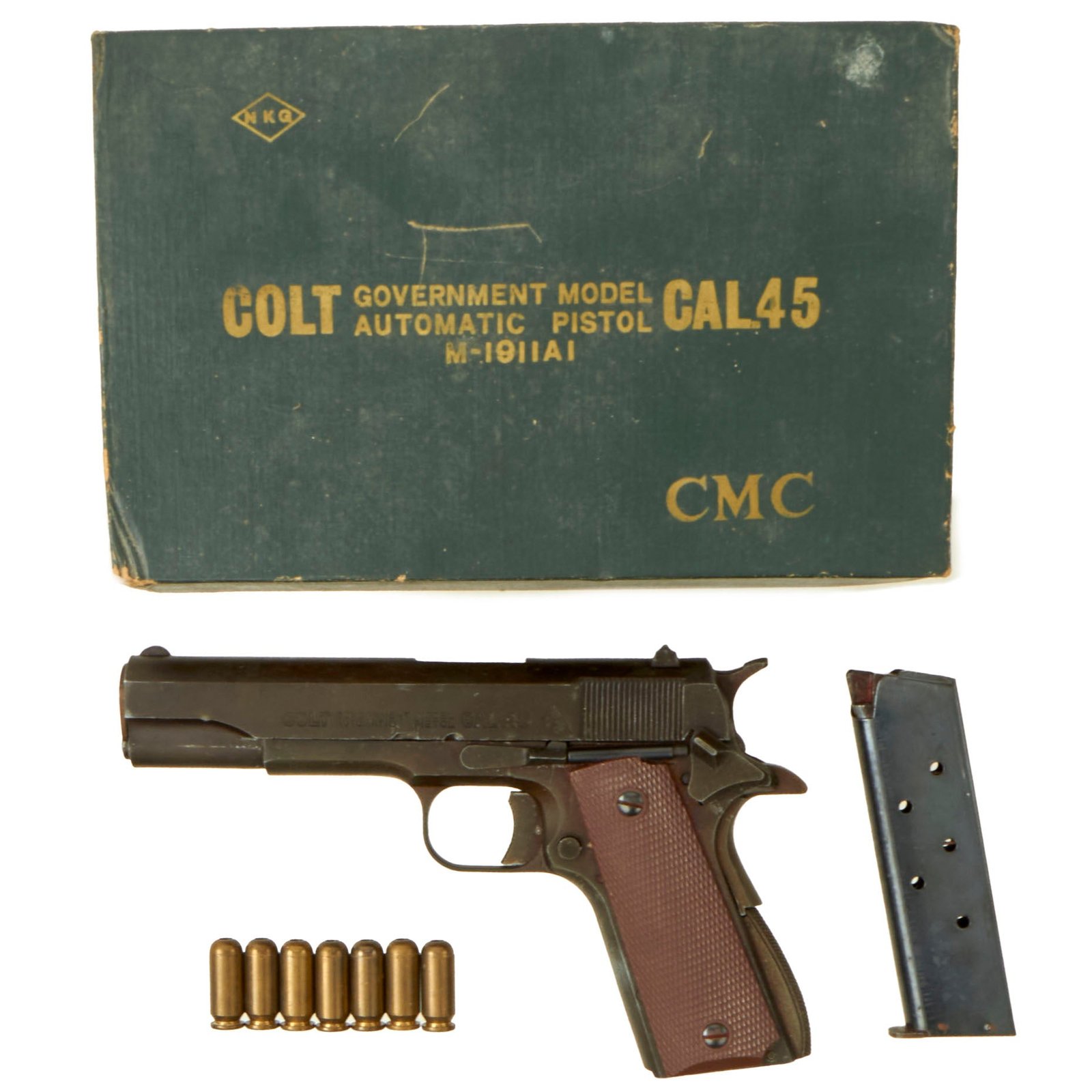 Buy Vintage CMC Cap Plug-Firing Replica Colt M1911A1 Pistol in Original Box with Magazine & Cap Rounds | Original Firearms Antique For Sale