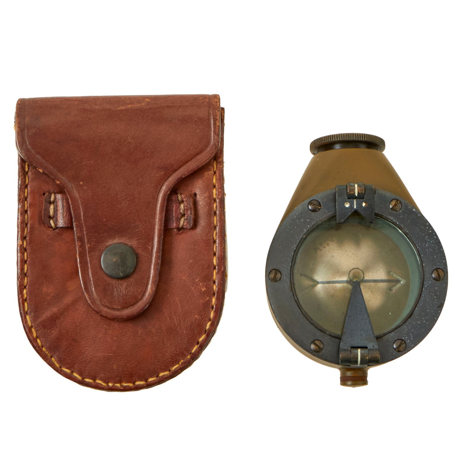 Buy Original U.S. WWII Mark VII Creagh-Osborne Marching Compass by Sperry Gyroscope Co. with Leather Pouch | Original Firearms Antique For Sale