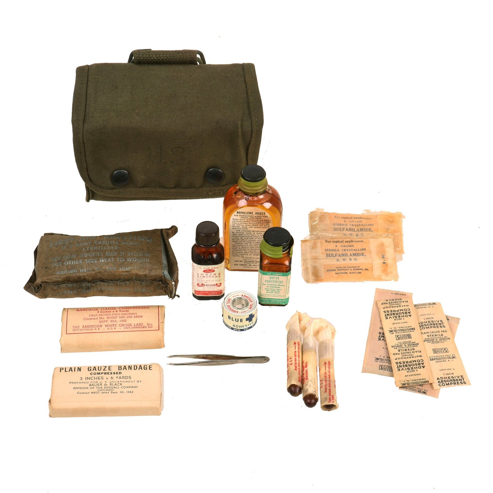 Buy Original U.S. WWII M2 Jungle Medical Aid Kit - Dated 1945 | Original Firearms Antique For Sale