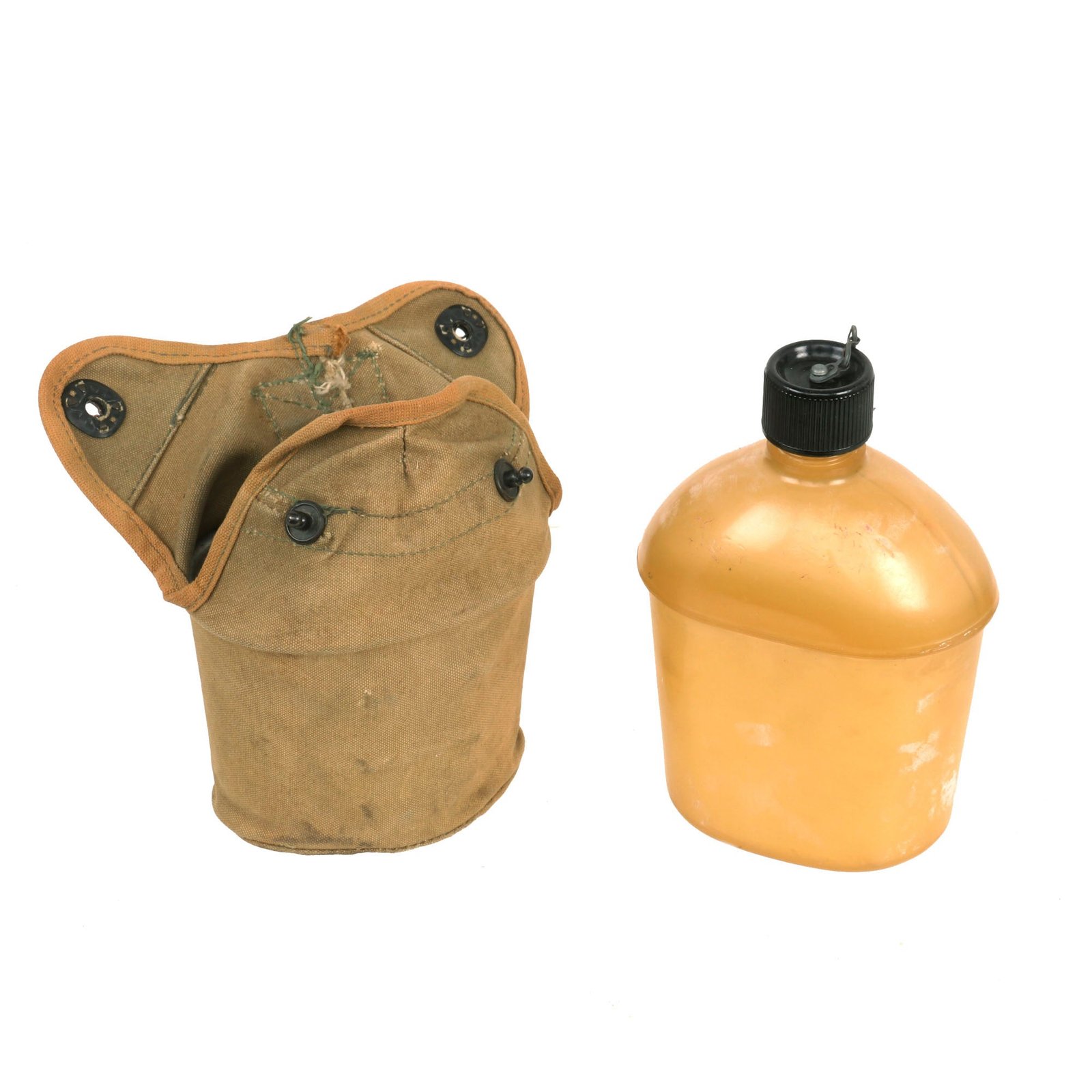 Buy Original U.S. WWII Experimental Ethylcellulose Plastic Canteen Dated 1943 with USMC Cover & Cup | Original Firearms Antique For Sale
