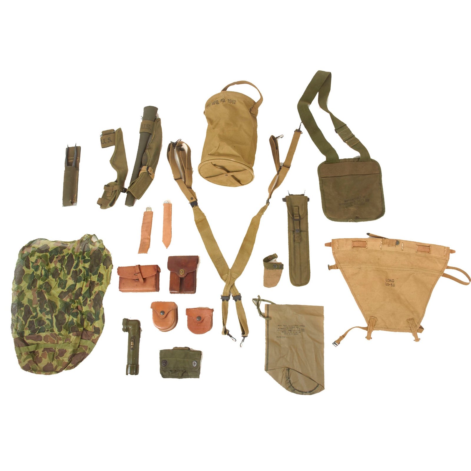Buy Original U.S. WWII - WWI Field Gear Lot - Miscellaneous Pouches, Straps - 20+ Items Total | Original Firearms Antique For Sale