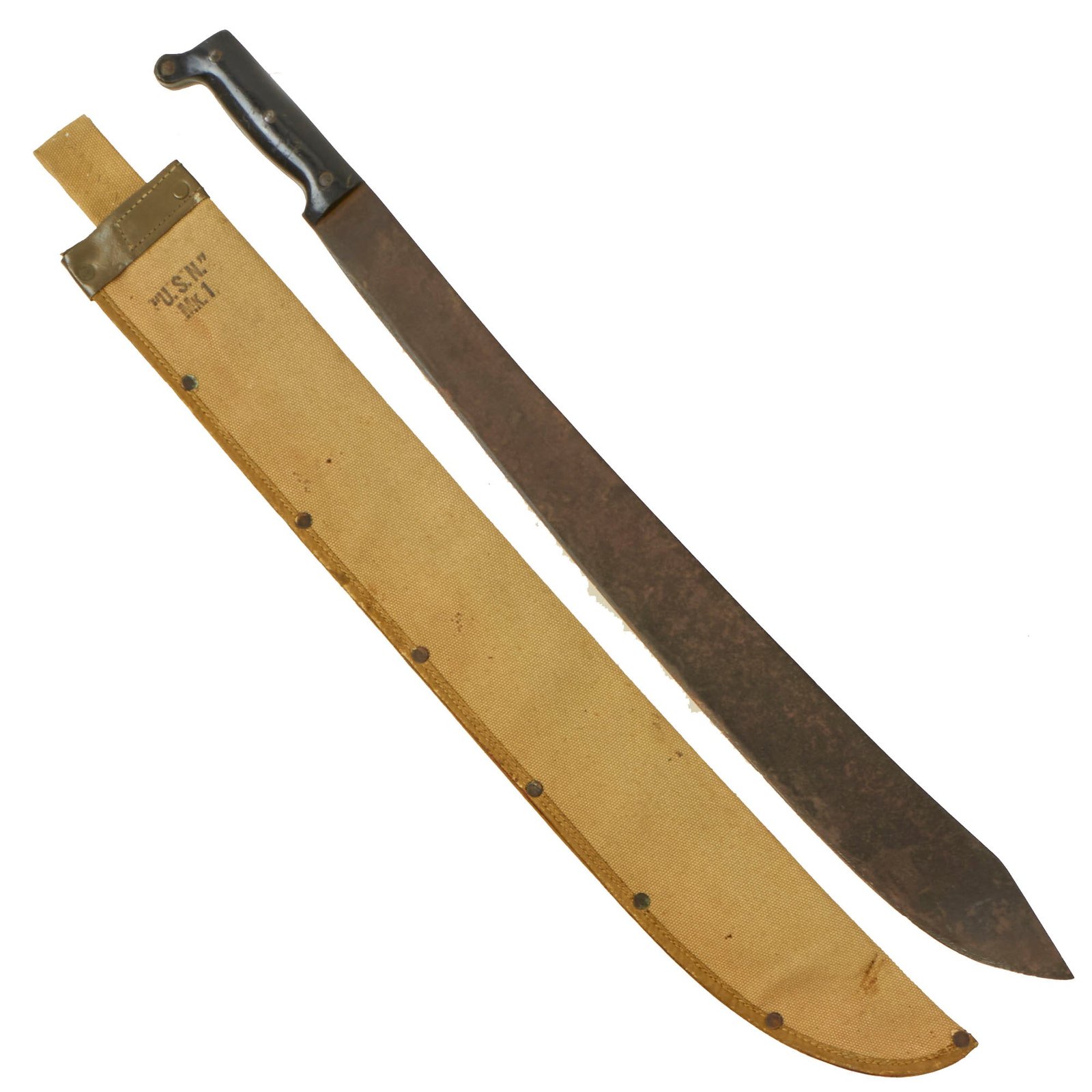 Buy Original WWII U.S. Navy MK1 No. 706 Legitimus Machete with Scabbard | Original Firearms Antique For Sale