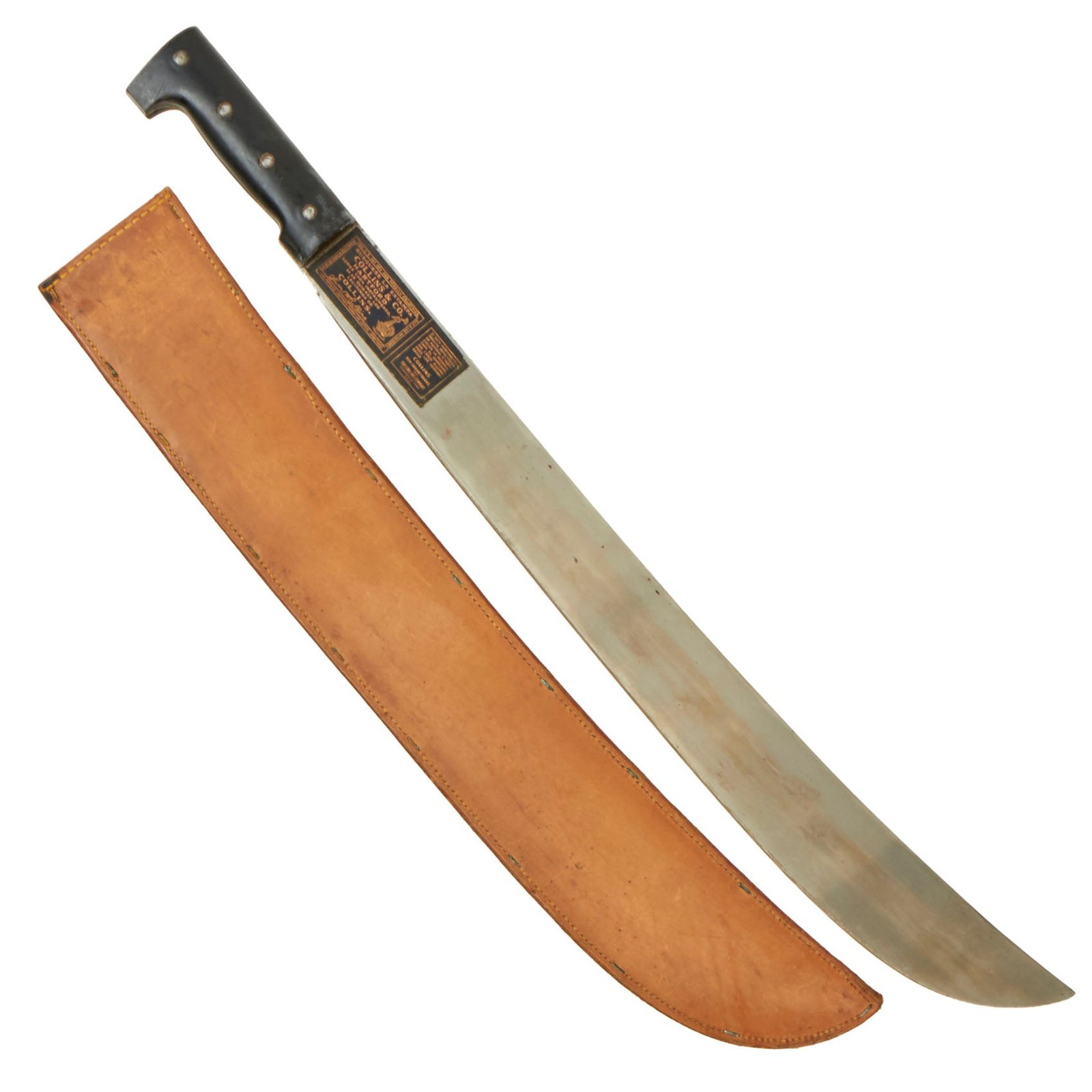 Buy Original U.S. WWII Collins & Co Legitimus Model 128 Machete With Milwaukee Saddlery Co. 1942 Dated Scabbard | Original Firearms Antique For Sale