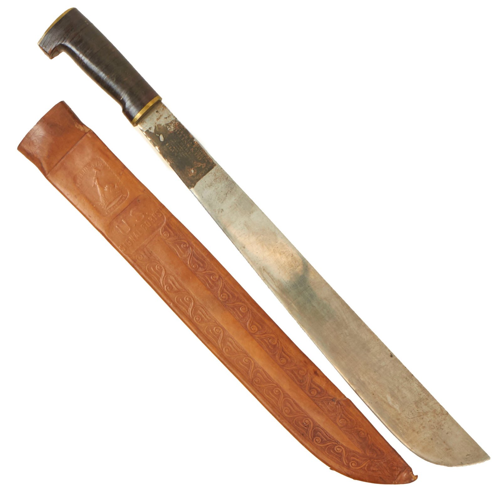 Buy Original U.S. WWII Collins & Co Legitimus No. 37 Machete With Signal Corps Marked Scabbard | Original Firearms Antique For Sale