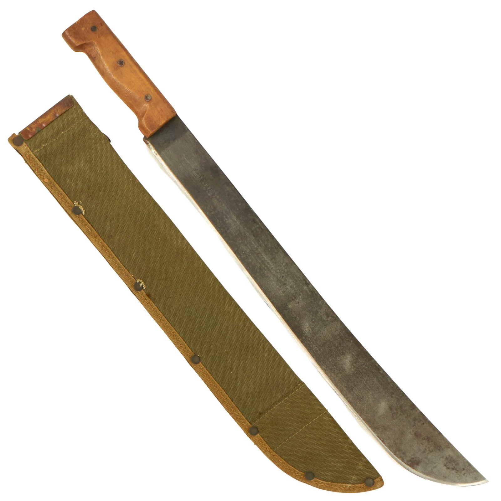 Buy Original U.S. WWII British-Made Machete in 1944-Dated Sheath - Williamsville Buff Mfg. Co | Original Firearms Antique For Sale