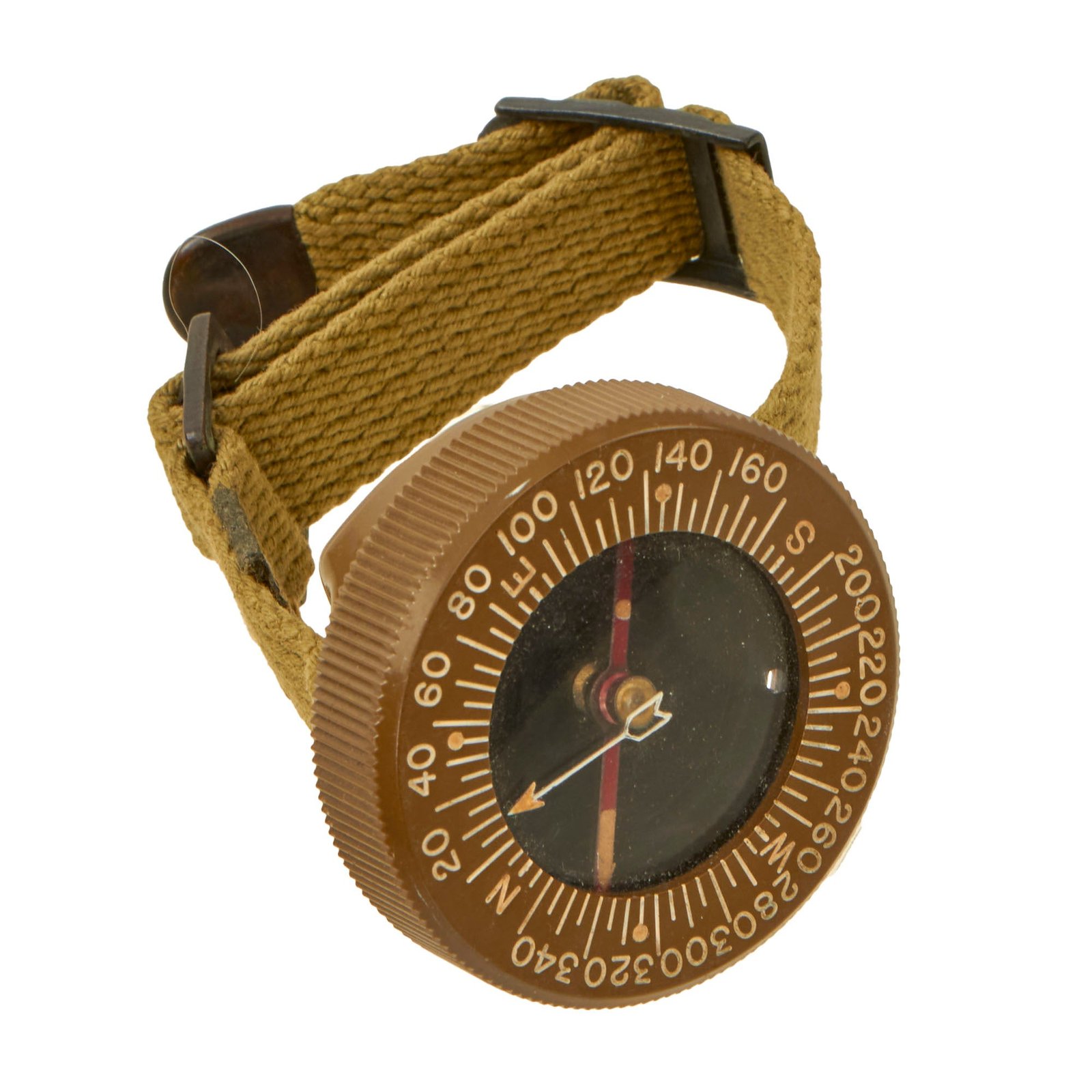 Buy Original U.S. WWII Paratrooper Wrist Compass by Superior Magneto Corporation with Khaki Wristband | Original Firearms Antique For Sale