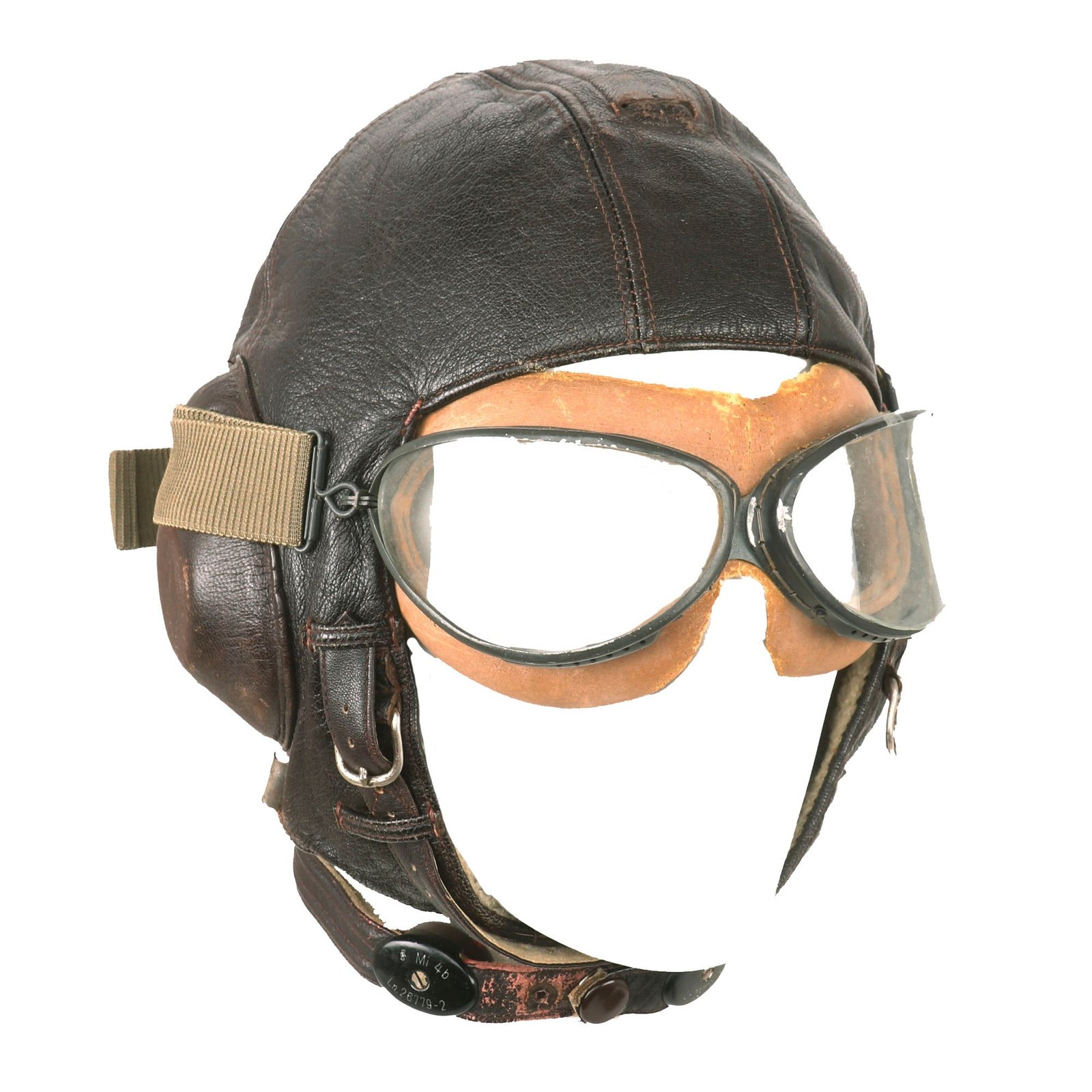 Buy Original German WWII Luftwaffe LKpW101 Leather Winter Flying Helmet with Avionics & Goggles - Size 59cm | Original Firearms Antique For Sale