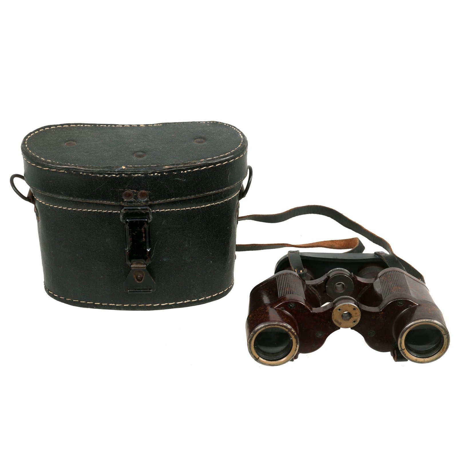 Buy Original German WWII Rare Bakelite 6x30 Dienstglas Binoculars by Emil Busch (cxn) With Rigid Leather Case Dated 1944 | Original Firearms Antique For Sale