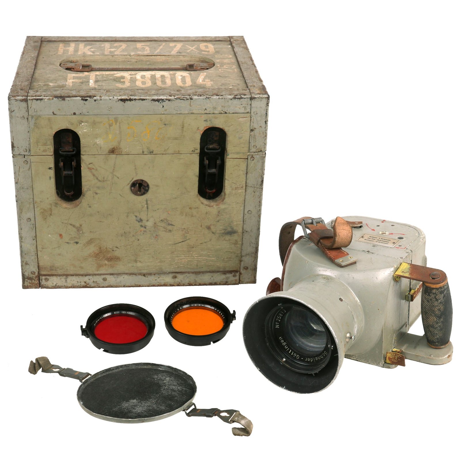 Buy Original German WWII Luftwaffe Aerial Camera Handkammer Hk 12.5cm in Transit Chest with Lens Filters | Original Firearms Antique For Sale