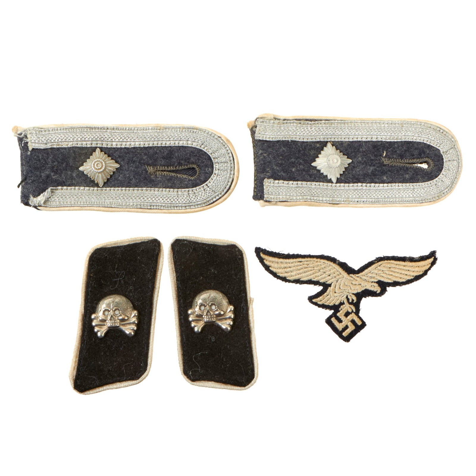 Buy Original German WWII Luftwaffe Fallschirm-Panzer Division Hermann Göring Panzer NCO Uniform Insignia Set | Original Firearms Antique For Sale