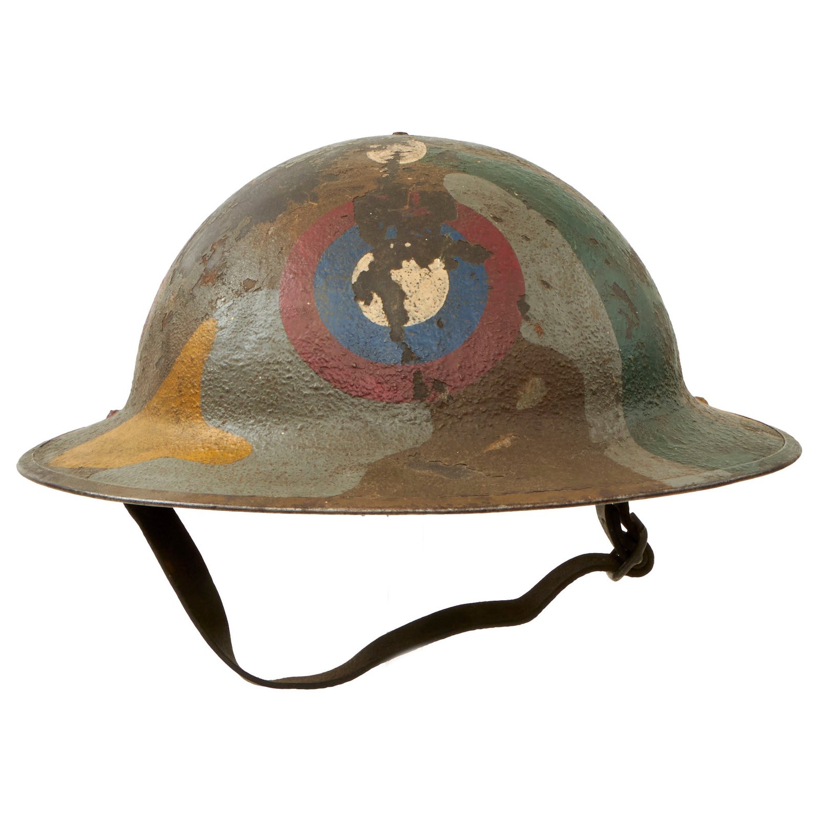 Buy Original U.S. WWI Aviation Camouflage Painted M1917 Doughboy Helmet - Complete | Original Firearms Antique For Sale