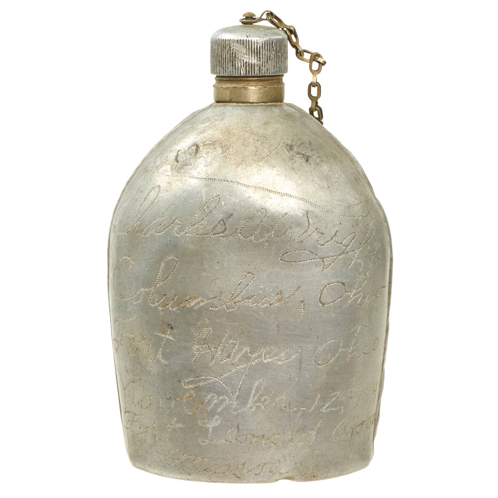 Buy Original U.S. WWII Army Air Forces Engraved M1910 Canteen Named to SSGT Charles A. Wright | Original Firearms Antique For Sale