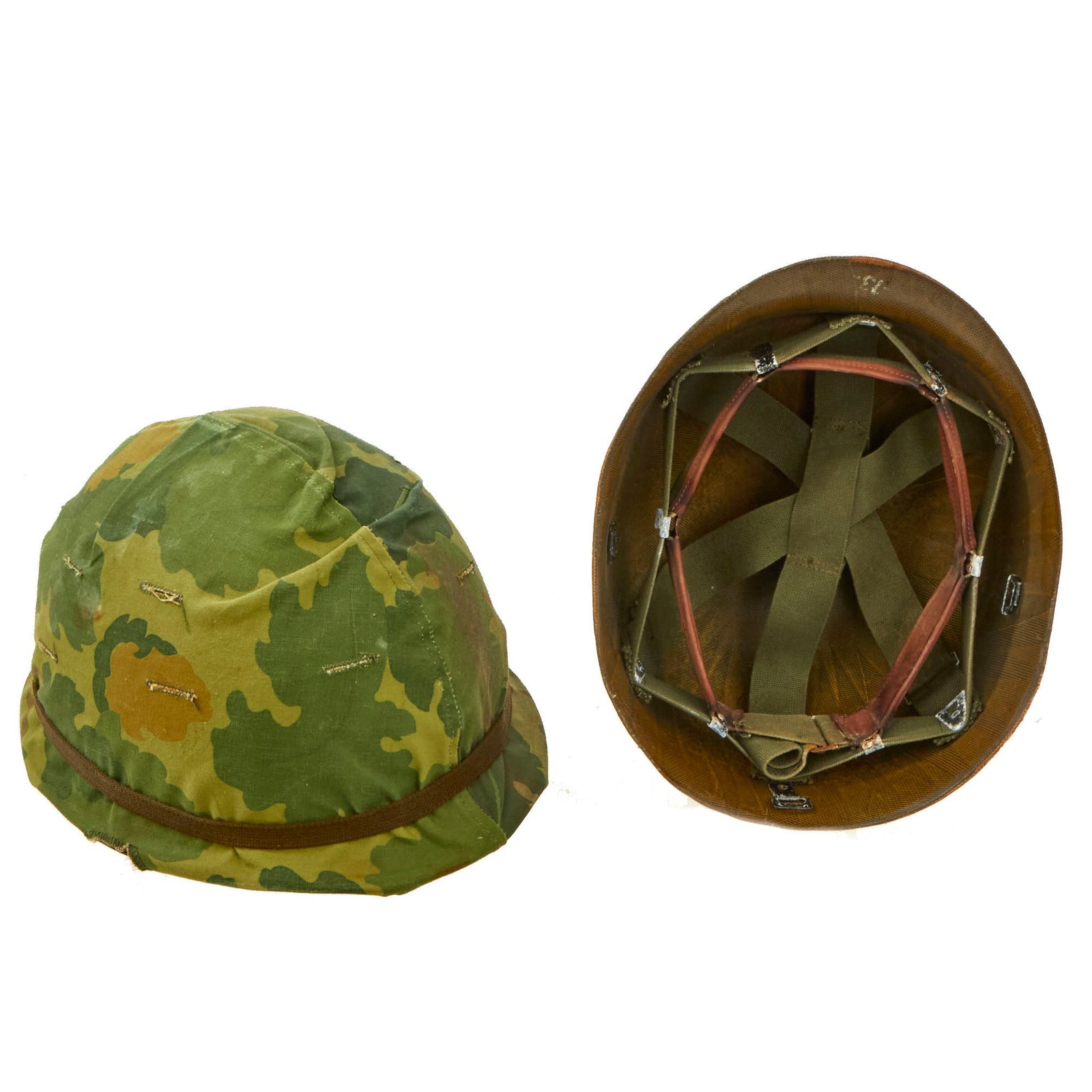 Buy Original U.S. Vietnam War M1 Helmet with Camouflage Cover and 1980s Liner | Original Firearms Antique For Sale