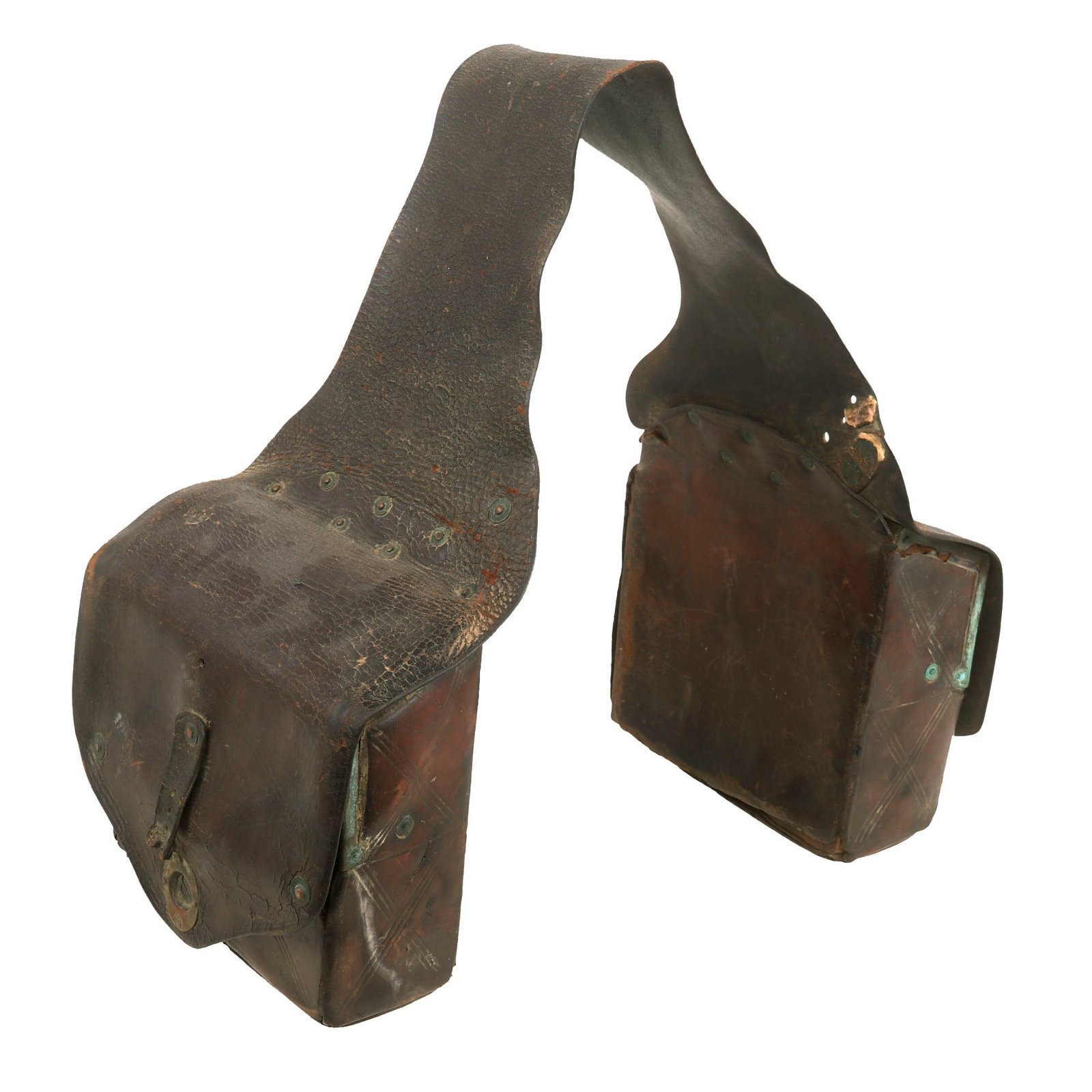 Buy Original U.S. Indian Wars Stephen’s Patent Doctor’s Saddle Bag Set with Three Medicine Bottles by George A. Hopkins & Co | Original Firearms Antique For Sale