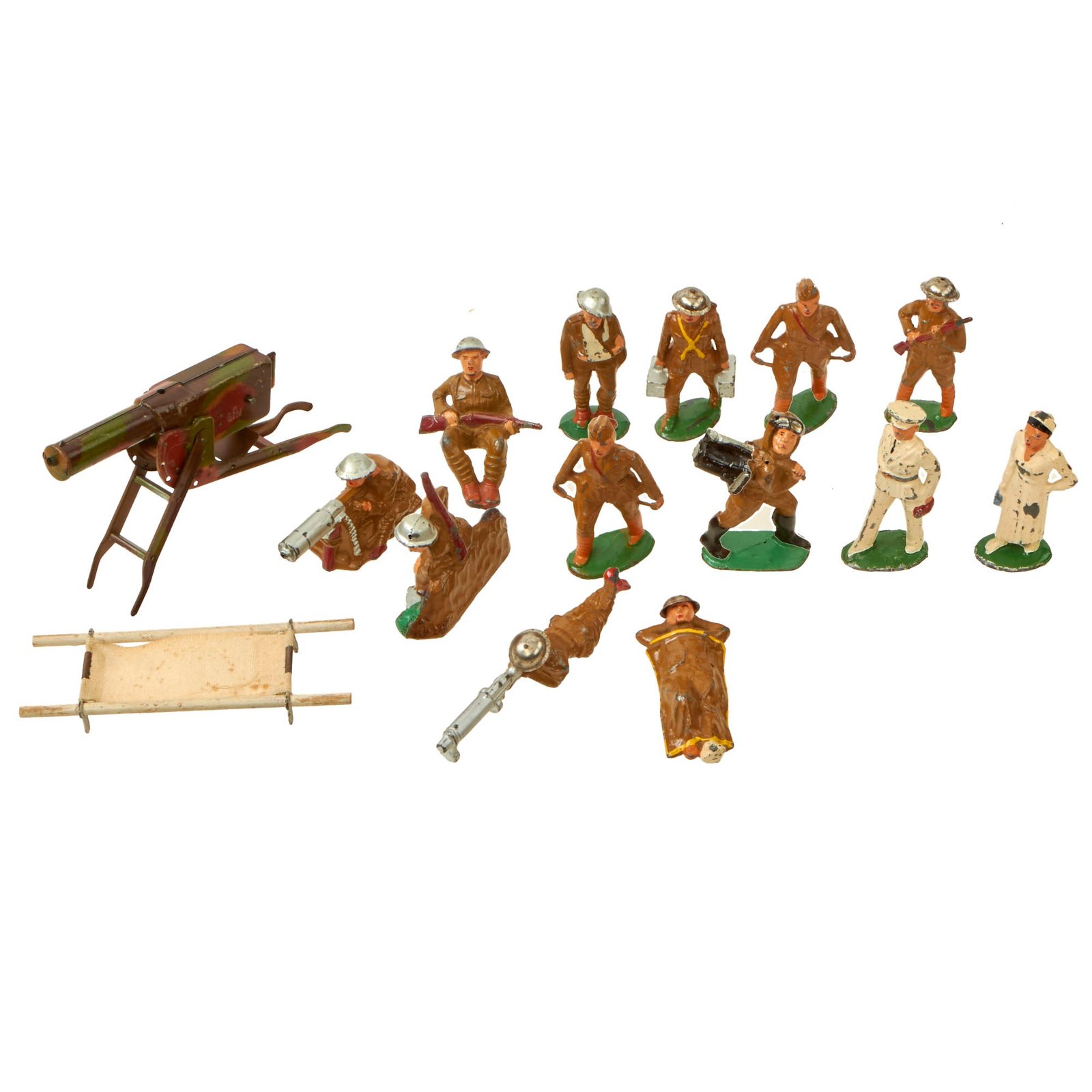 Buy Original U.S. WWI Collection of Metal Toys - Lot of 13 Barclay Manoil Toys & 1 GFN Machine Gun Toy | Original Firearms Antique For Sale