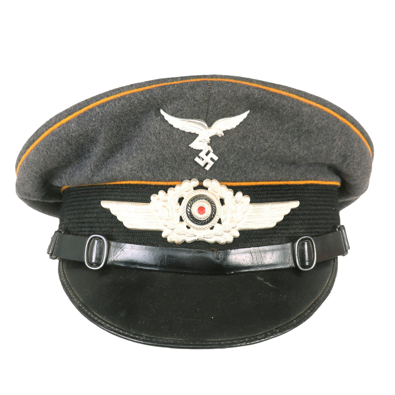 Buy Original German WWII Luftwaffe Flight Branch 1937 Dated EM/NCO Schirmmütze Visor Crush Cap by Emil Schebeler - Size 56cm | Original Firearms Antique For Sale